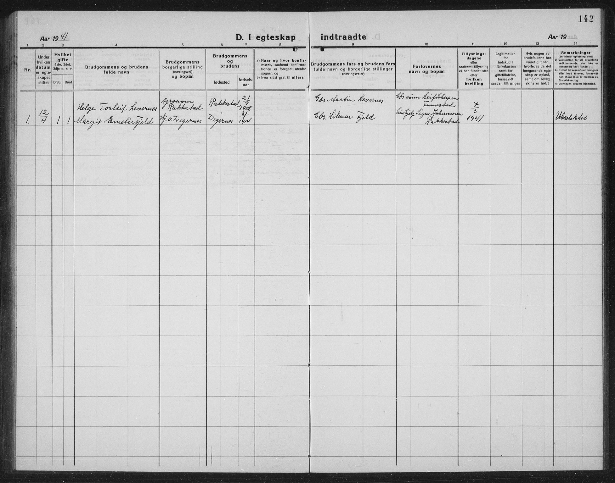 Rakkestad prestekontor Kirkebøker, AV/SAO-A-2008/G/Gb/L0003: Parish register (copy) no. II 3, 1920-1941, p. 142