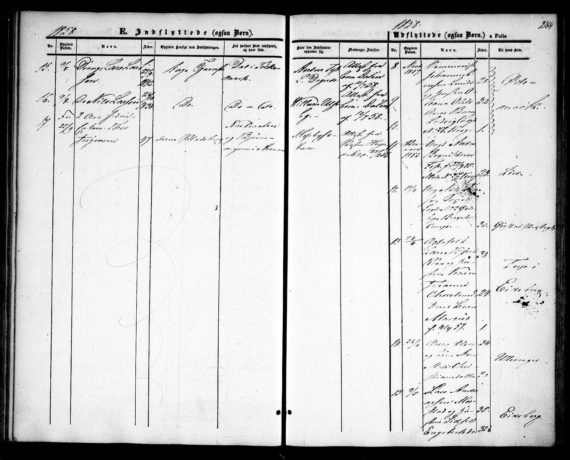 Rødenes prestekontor Kirkebøker, AV/SAO-A-2005/F/Fa/L0006: Parish register (official) no. I 6, 1850-1859, p. 284