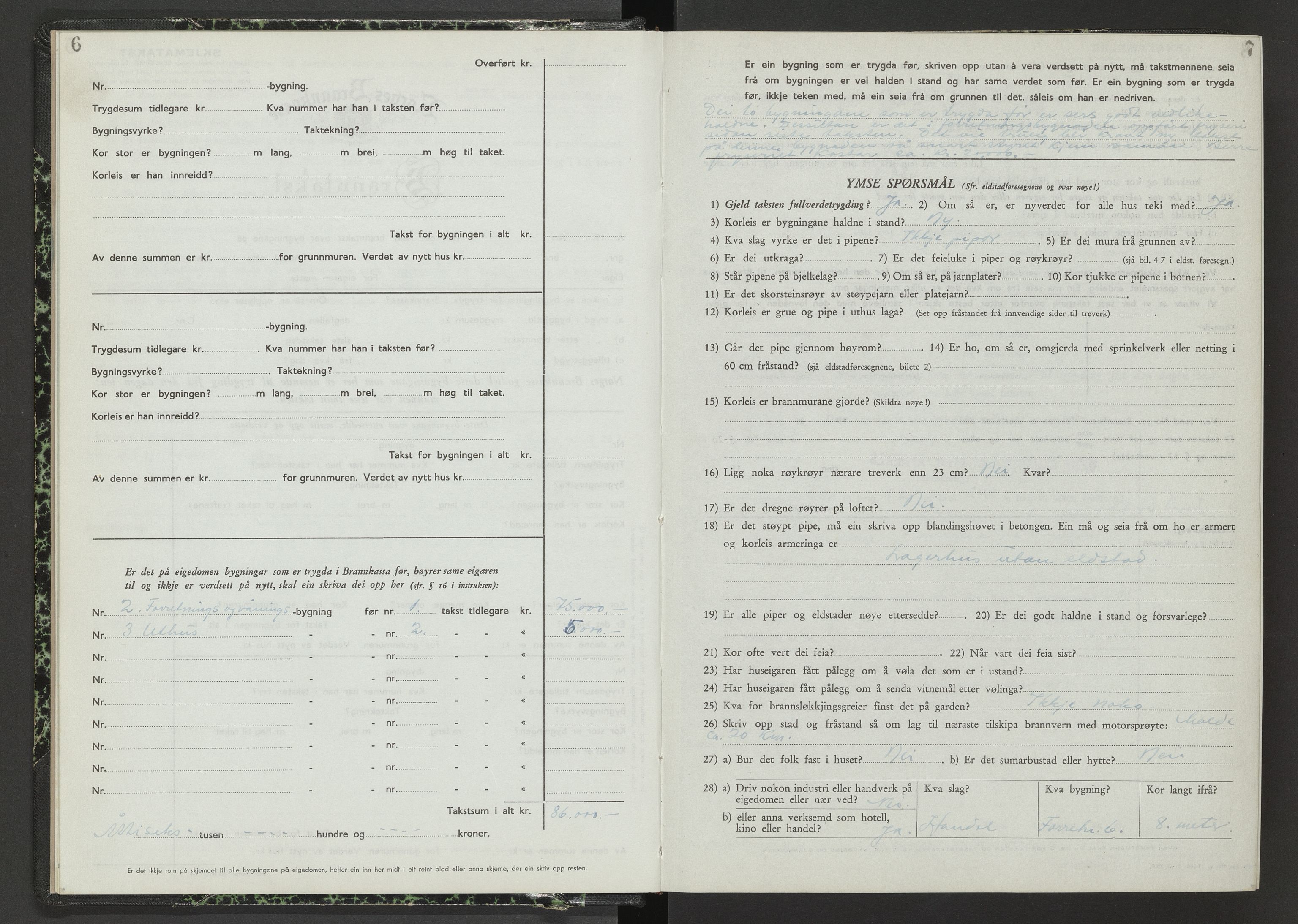 Norges Brannkasse Veøy, AV/SAT-A-5500/Fb/L0002: Branntakstprotokoll, 1950-1955, p. 6-7