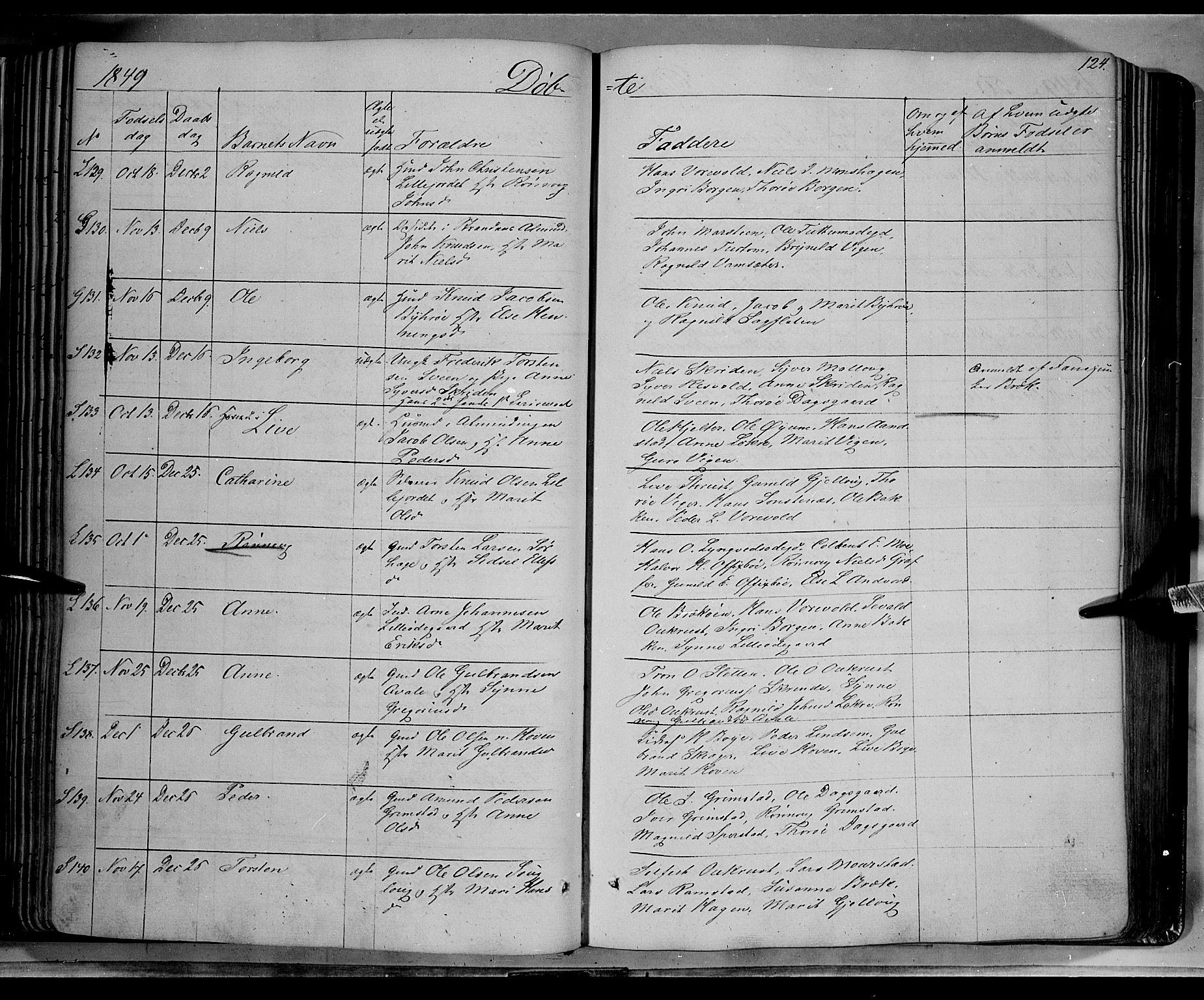 Lom prestekontor, AV/SAH-PREST-070/K/L0006: Parish register (official) no. 6A, 1837-1863, p. 124