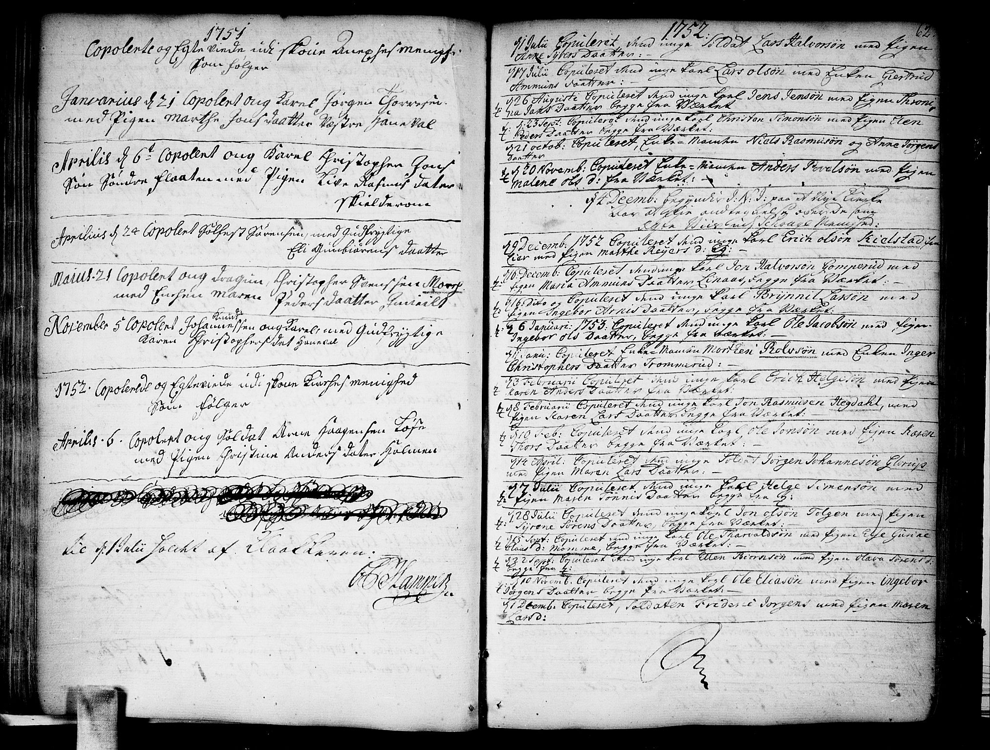 Skoger kirkebøker, SAKO/A-59/F/Fa/L0001: Parish register (official) no. I 1, 1746-1814, p. 62