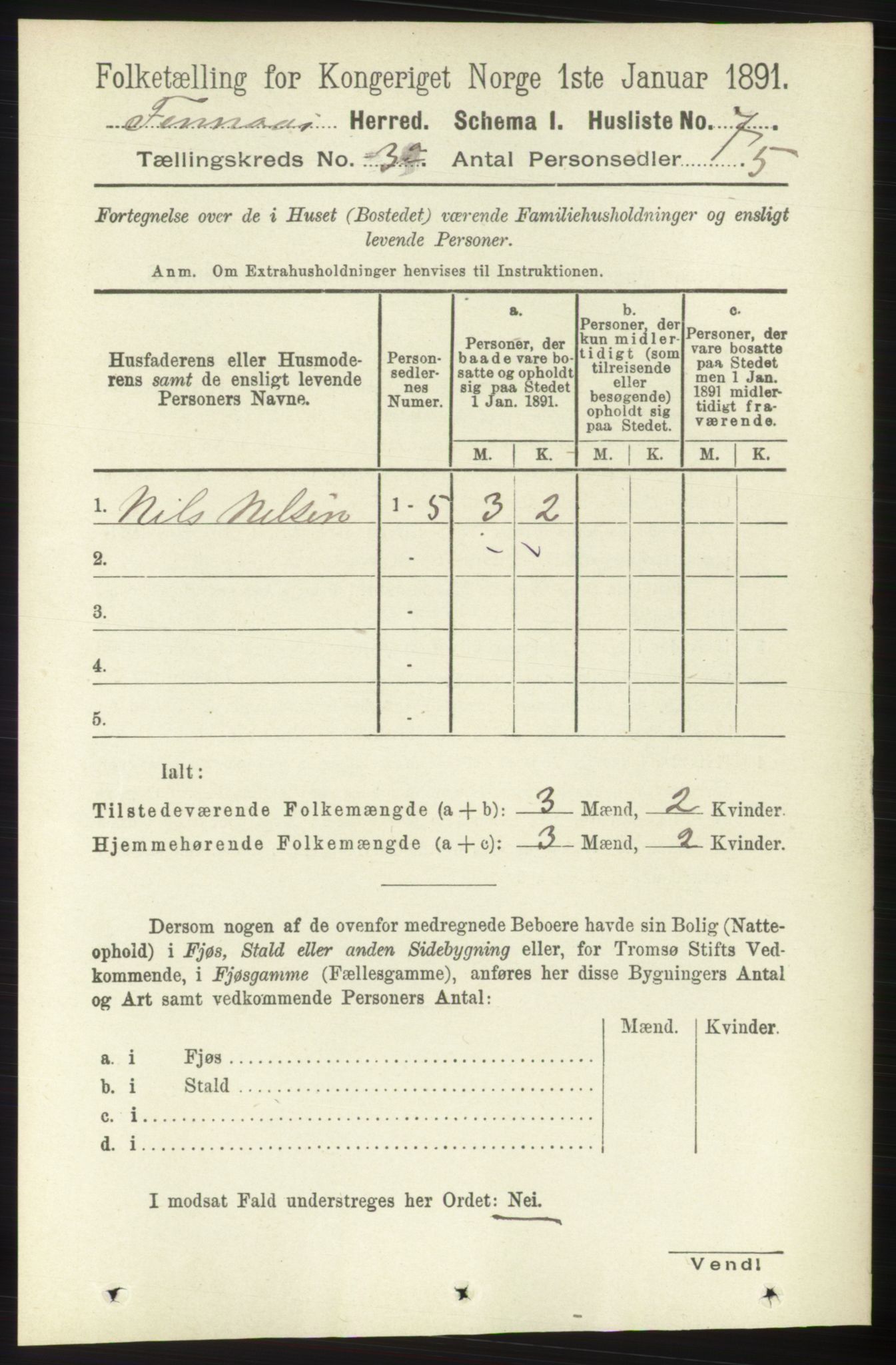 RA, 1891 census for 1218 Finnås, 1891, p. 1040