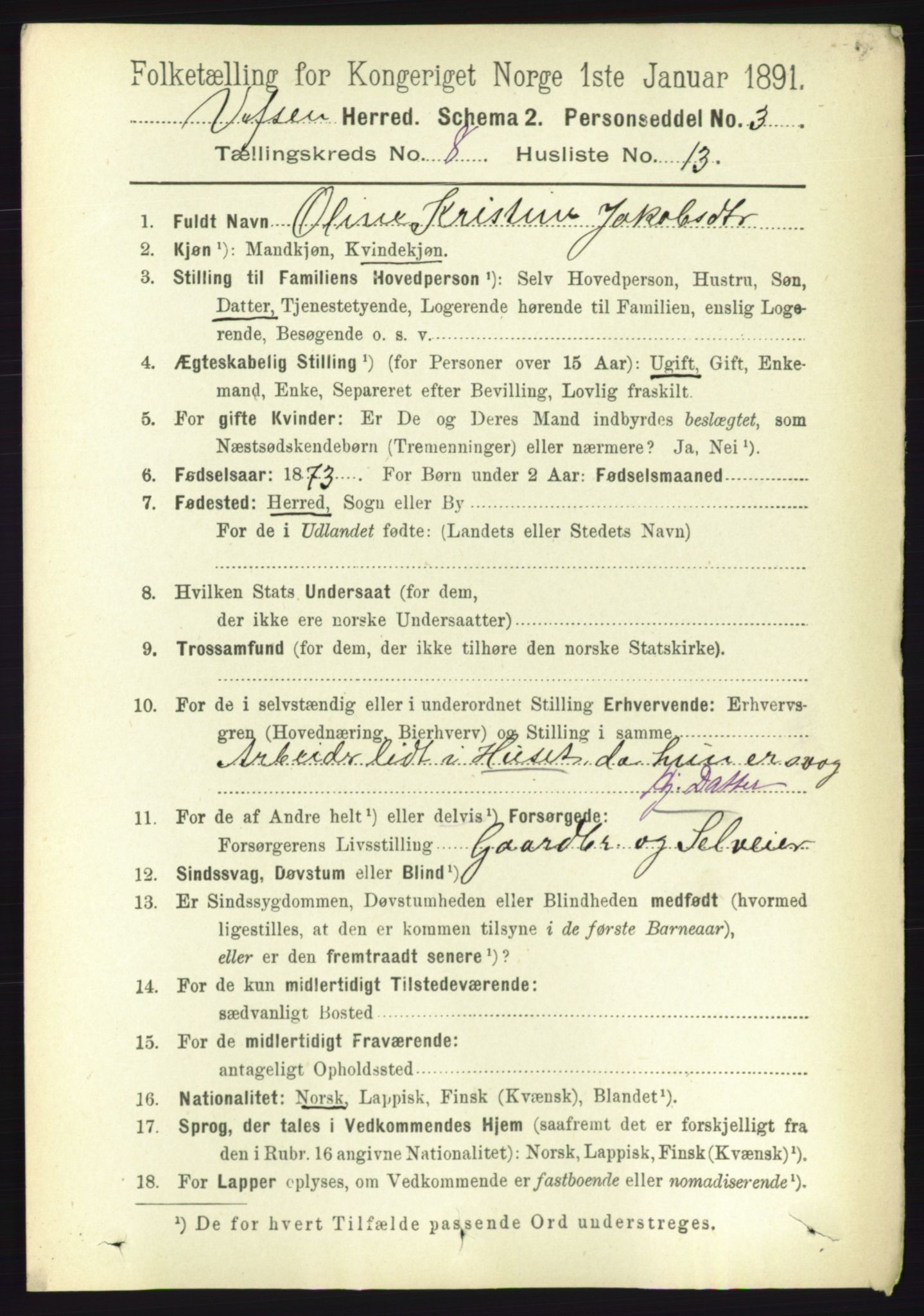 RA, 1891 census for 1824 Vefsn, 1891, p. 4317