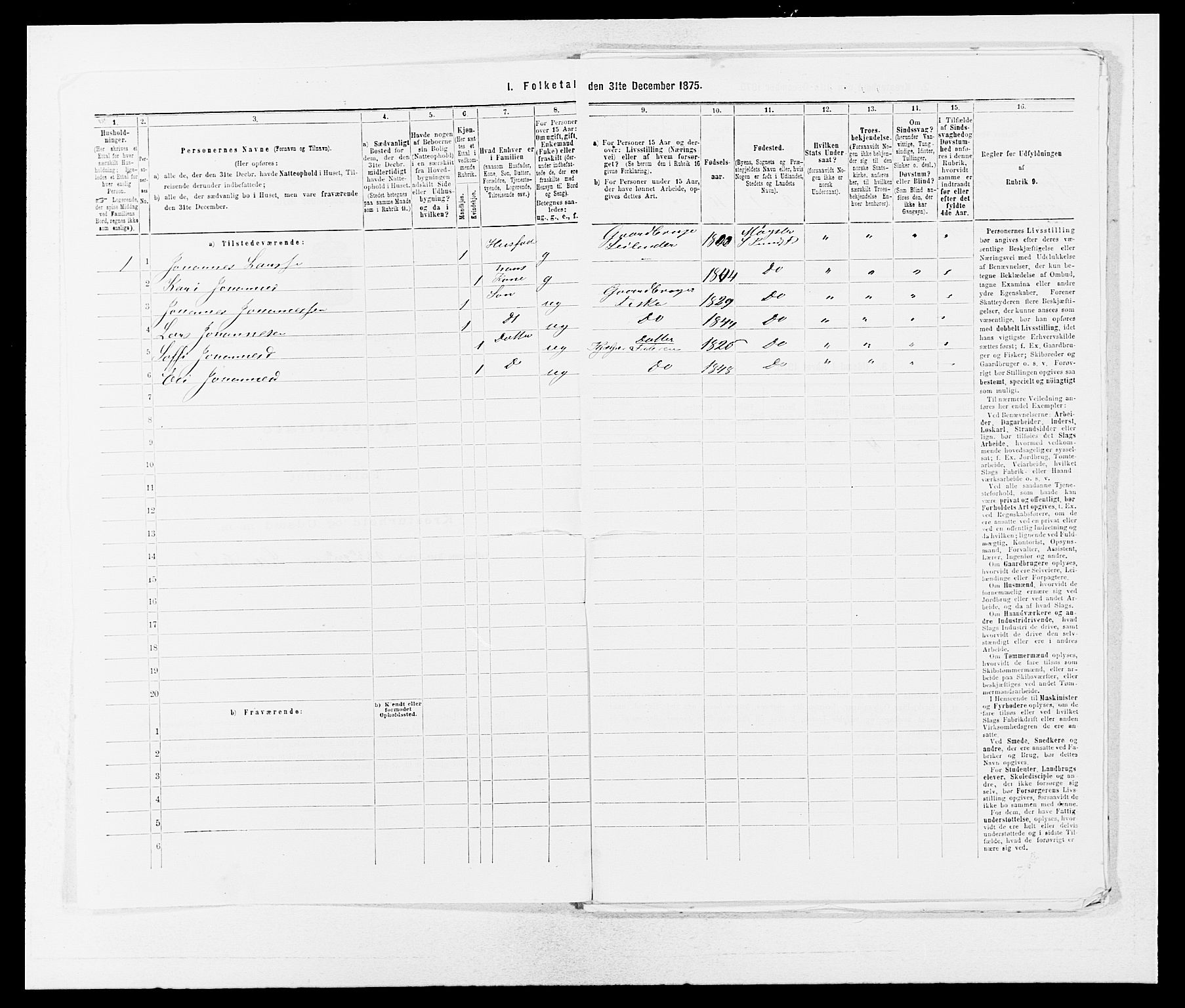 SAB, 1875 census for 1245P Sund, 1875, p. 1317