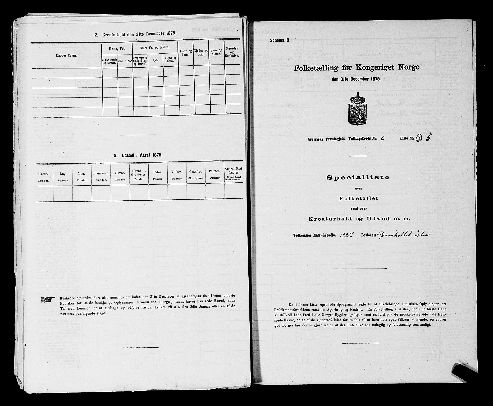 RA, 1875 census for 0118P Aremark, 1875, p. 1023