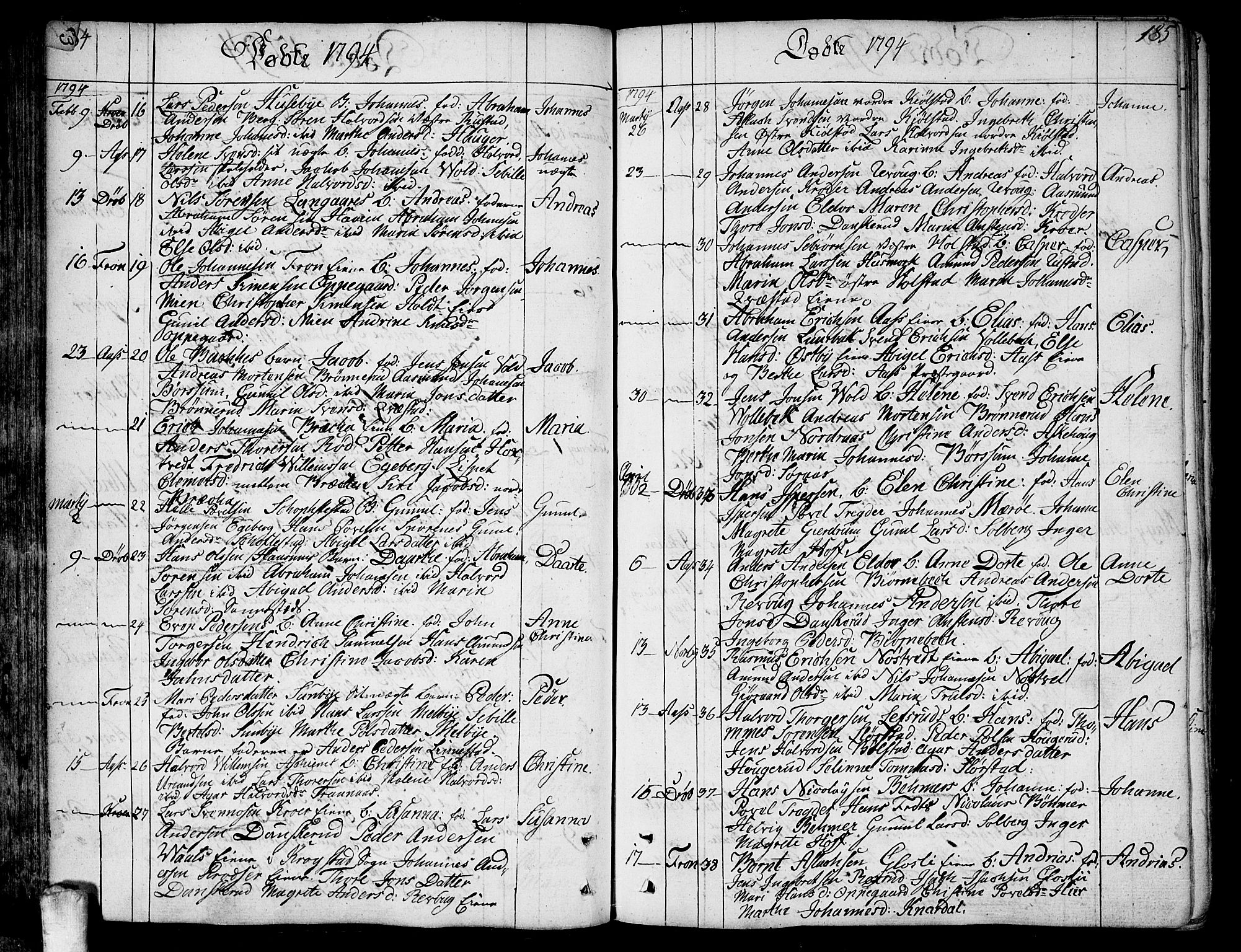 Ås prestekontor Kirkebøker, SAO/A-10894/F/Fa/L0002: Parish register (official) no. I 2, 1778-1813, p. 184-185
