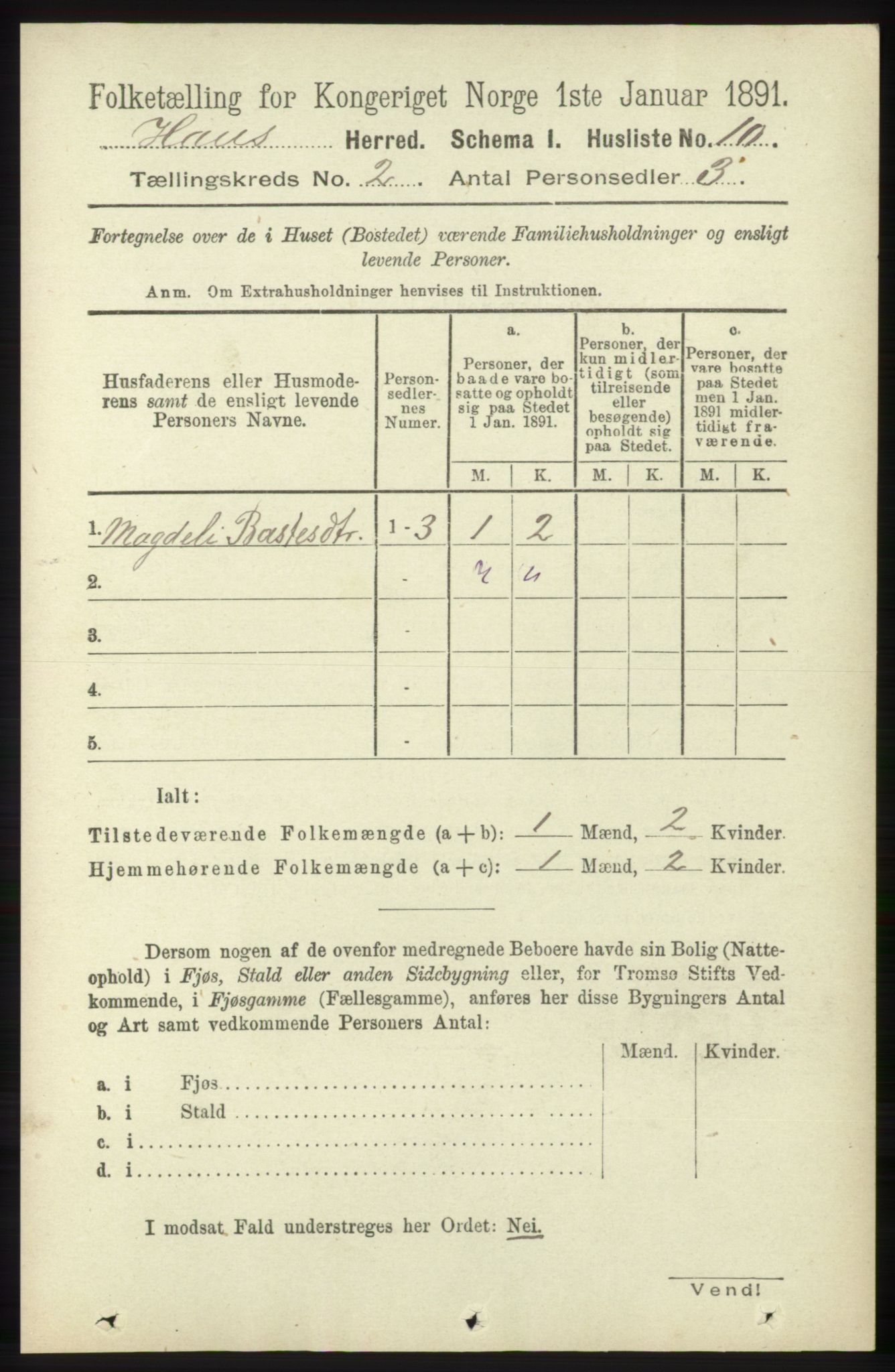 RA, 1891 census for 1250 Haus, 1891, p. 459