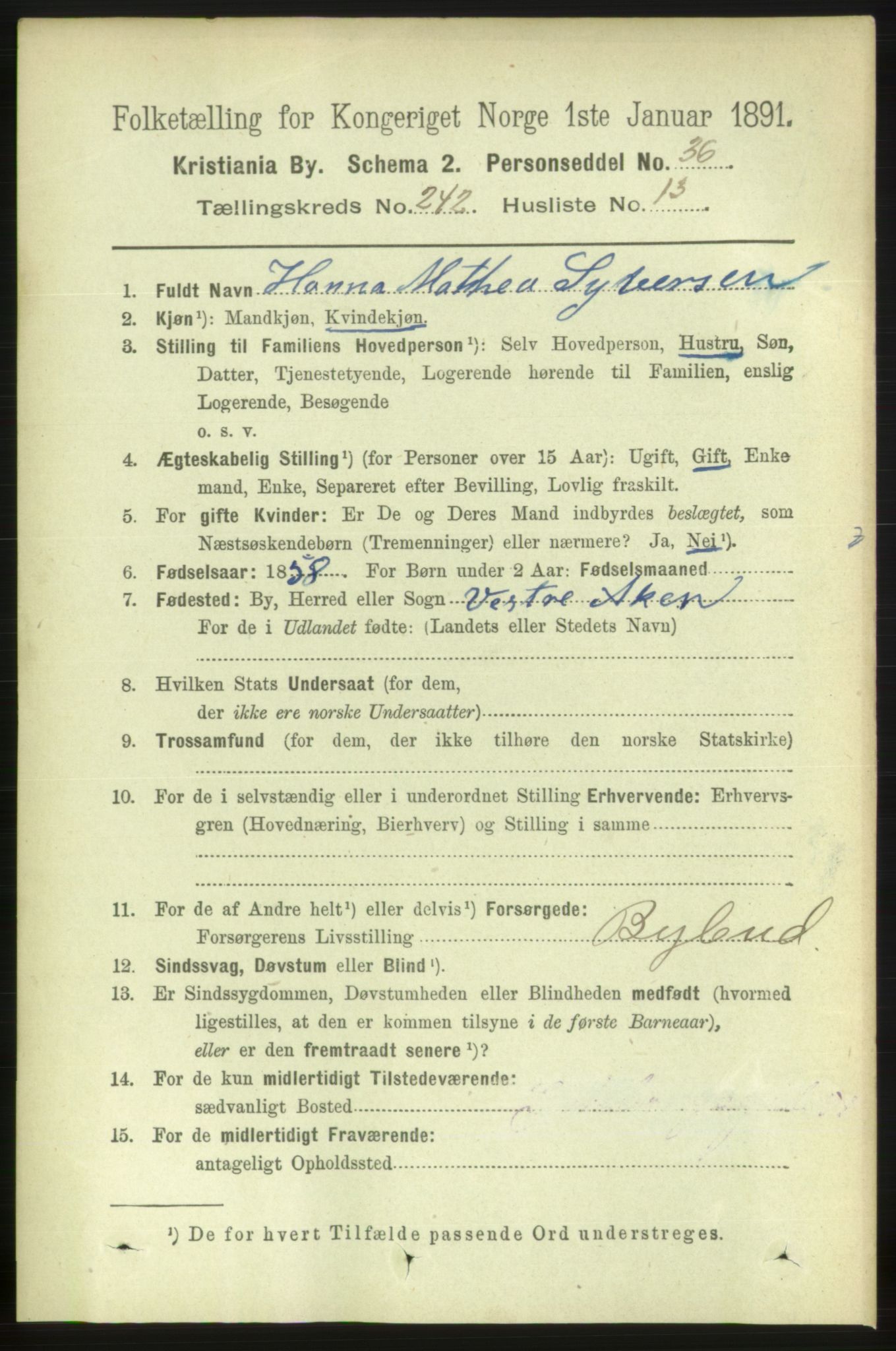 RA, 1891 census for 0301 Kristiania, 1891, p. 147355