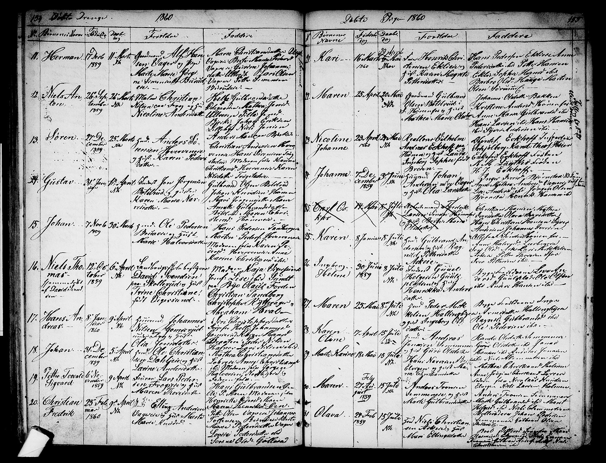 Norderhov kirkebøker, AV/SAKO-A-237/G/Ga/L0005: Parish register (copy) no. I 5, 1849-1863, p. 154-155