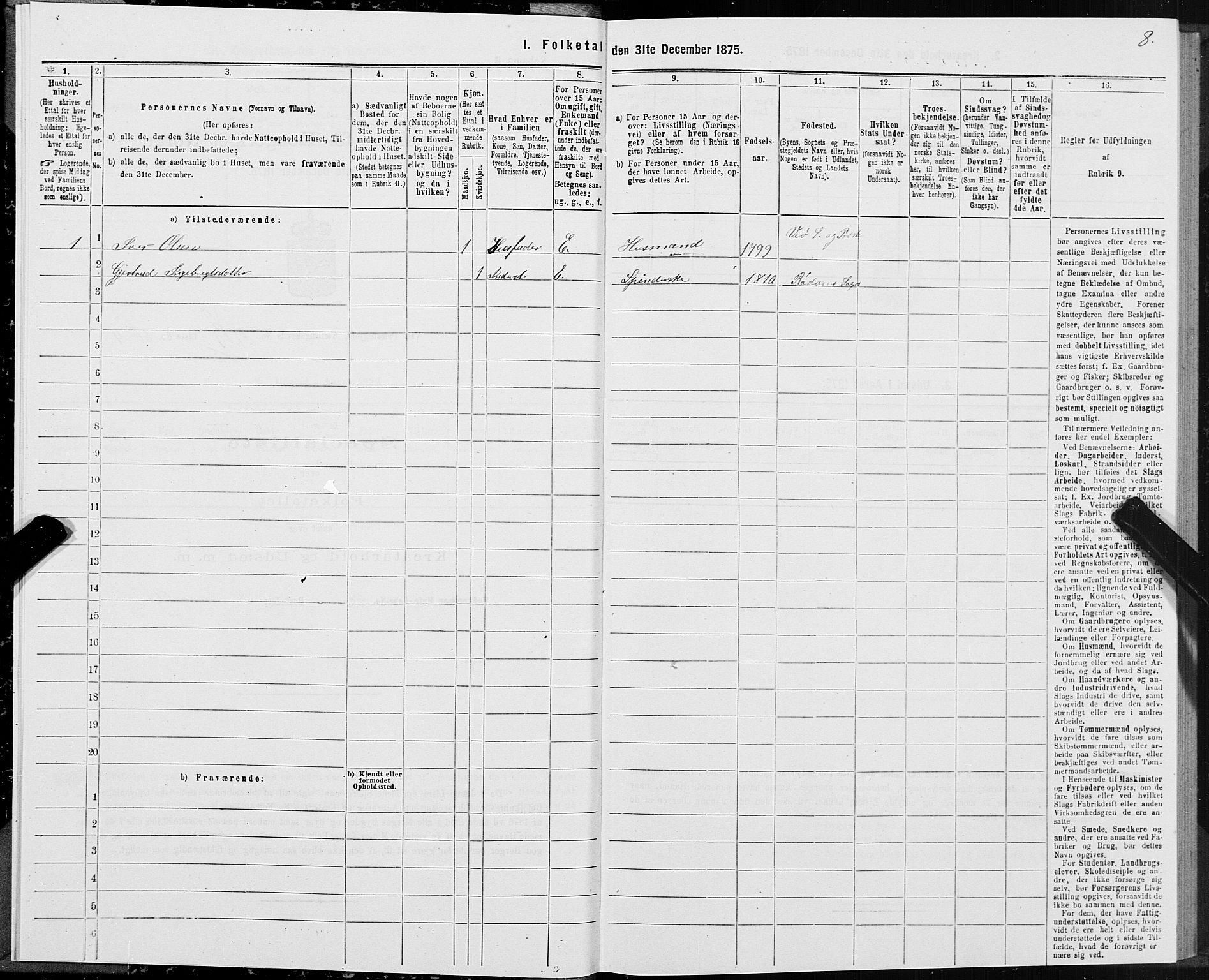 SAT, 1875 census for 1541P Veøy, 1875, p. 3008