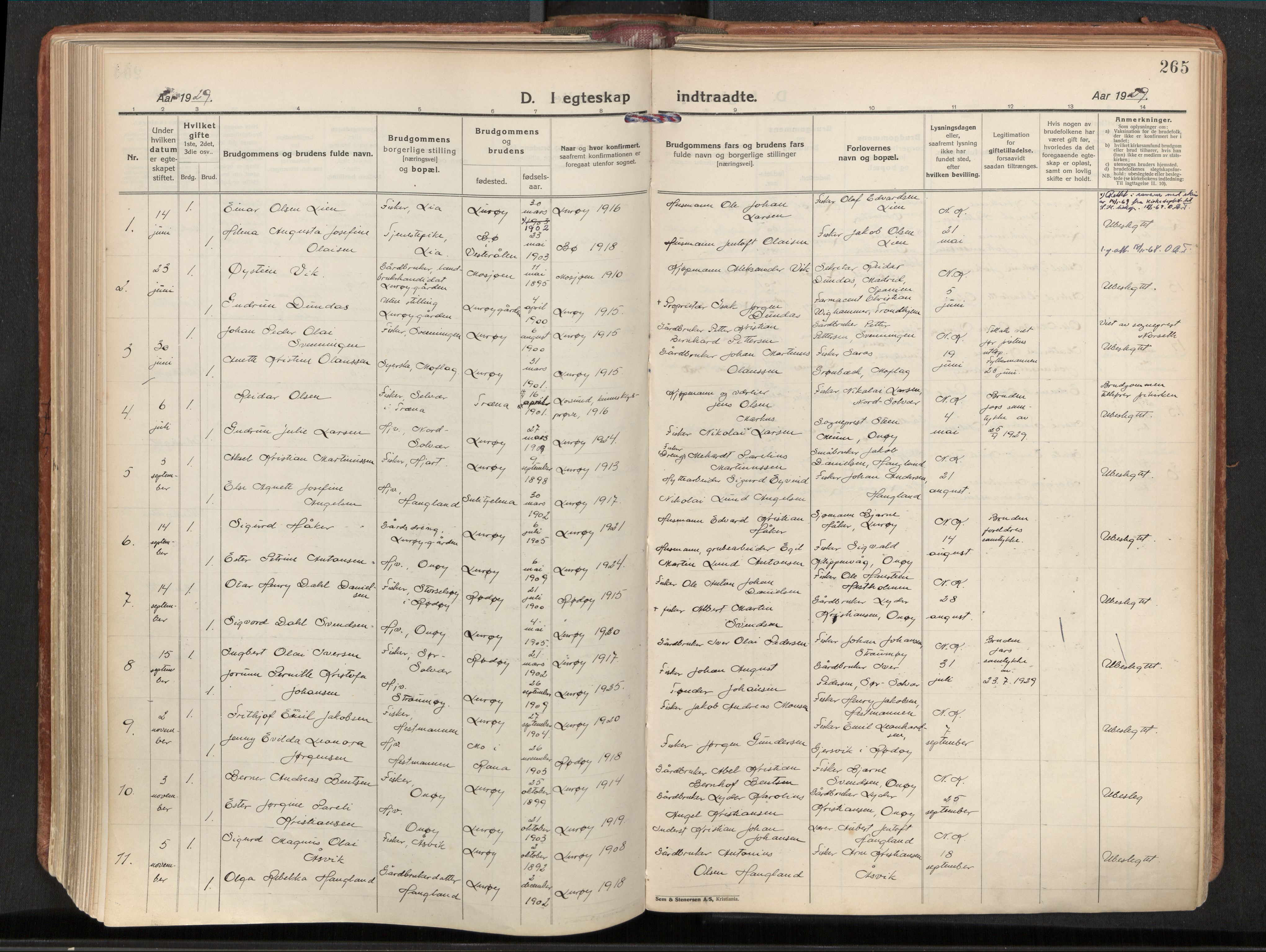 Ministerialprotokoller, klokkerbøker og fødselsregistre - Nordland, SAT/A-1459/839/L0570: Parish register (official) no. 839A07, 1923-1942, p. 265
