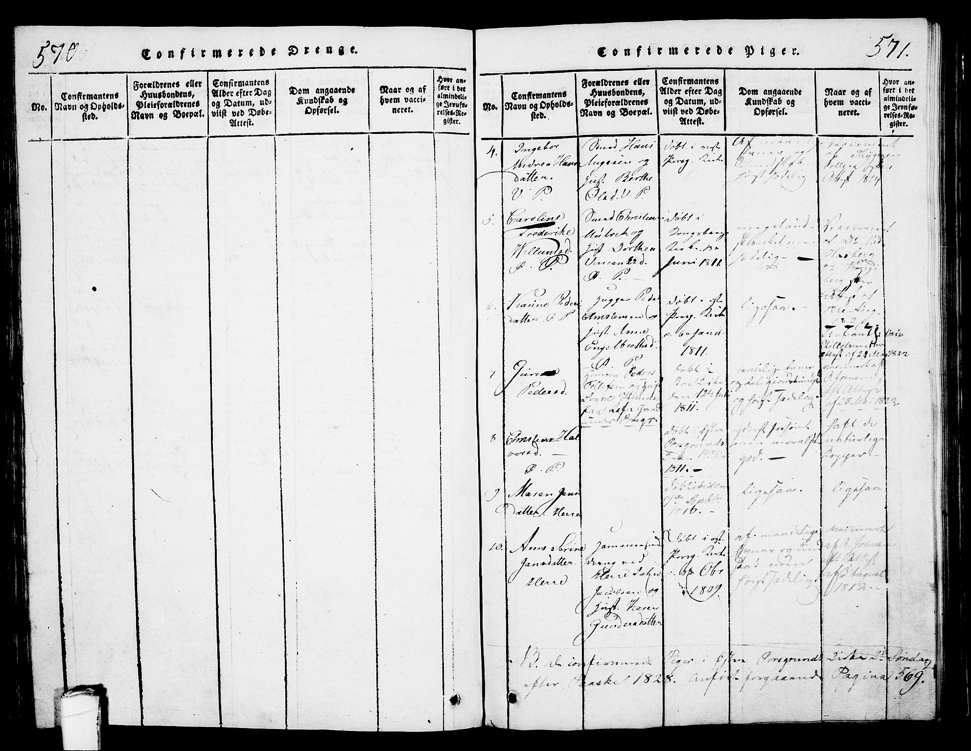 Porsgrunn kirkebøker , SAKO/A-104/G/Gb/L0001: Parish register (copy) no. II 1, 1817-1828, p. 570-571
