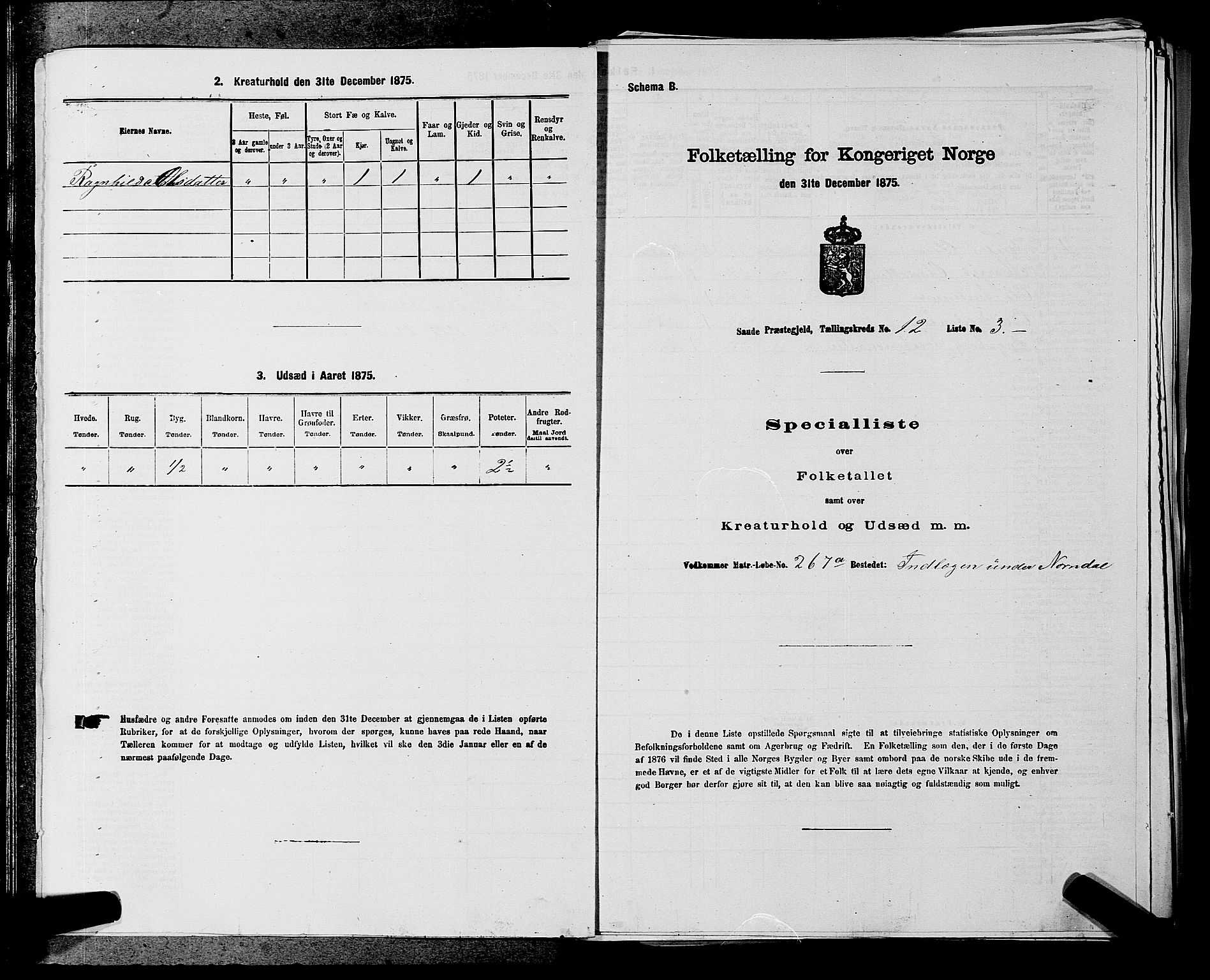 SAKO, 1875 census for 0822P Sauherad, 1875, p. 1364