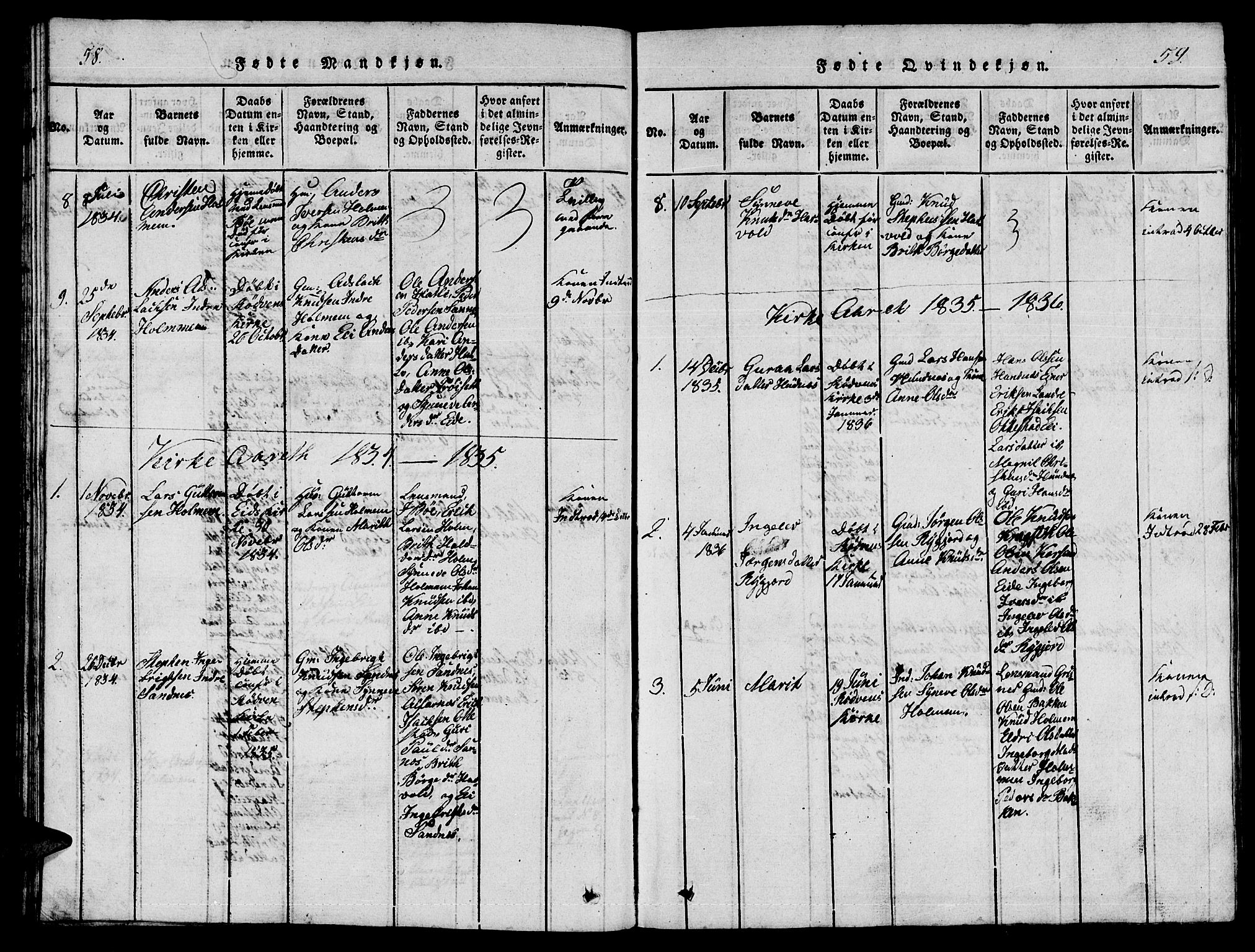 Ministerialprotokoller, klokkerbøker og fødselsregistre - Møre og Romsdal, AV/SAT-A-1454/548/L0613: Parish register (copy) no. 548C01, 1818-1846, p. 58-59