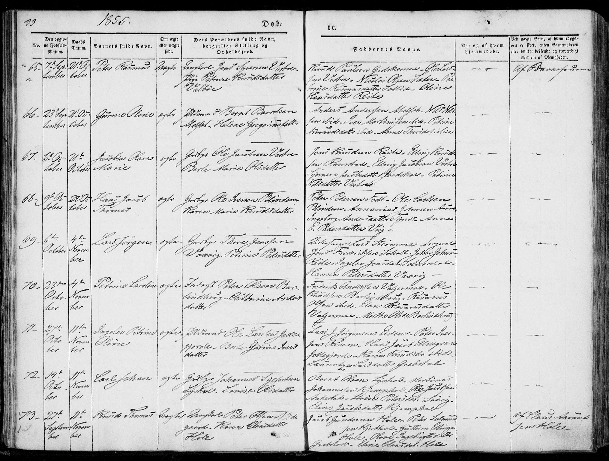Ministerialprotokoller, klokkerbøker og fødselsregistre - Møre og Romsdal, SAT/A-1454/522/L0313: Parish register (official) no. 522A08, 1852-1862, p. 33