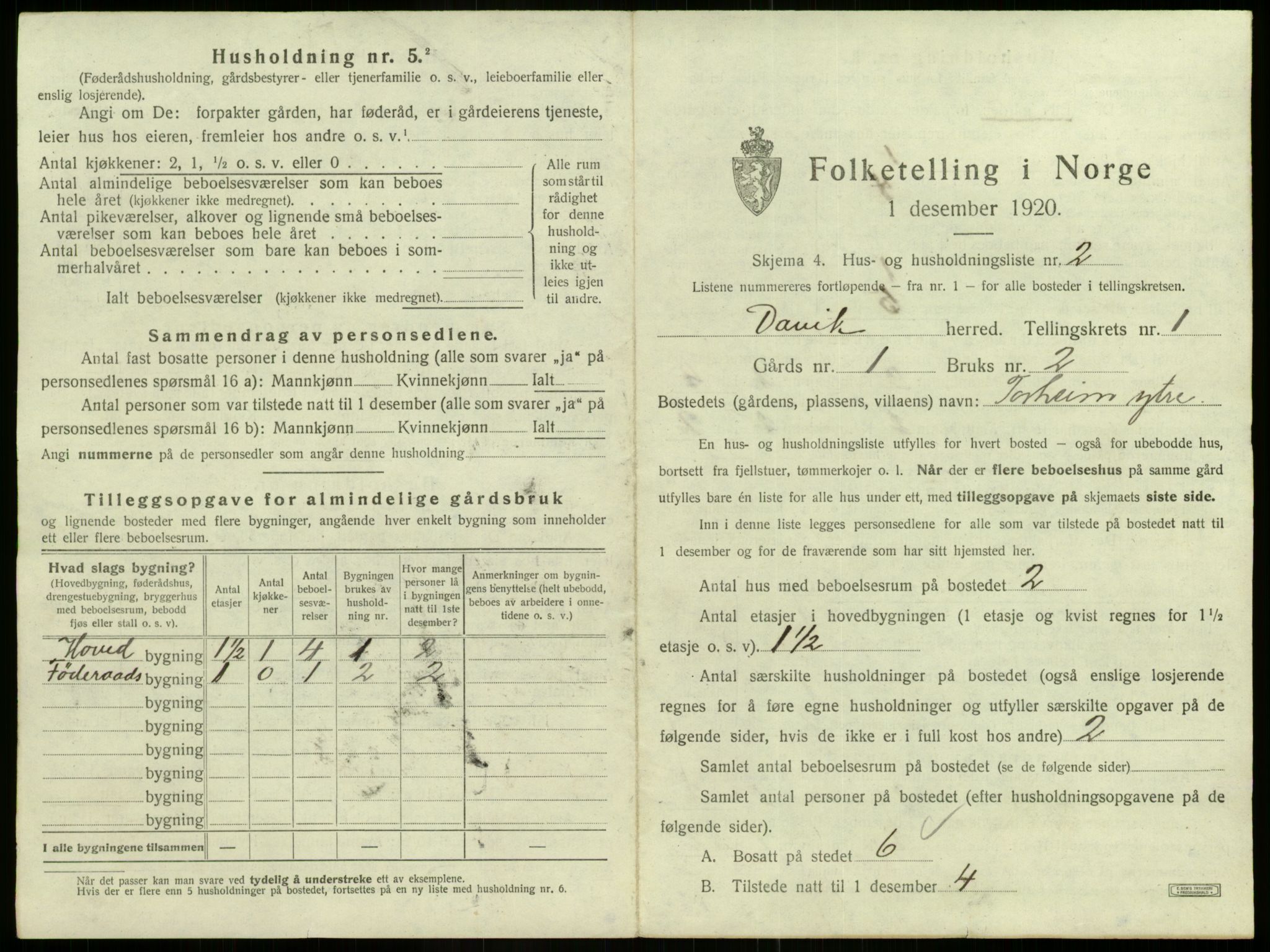 SAB, 1920 census for Davik, 1920, p. 63
