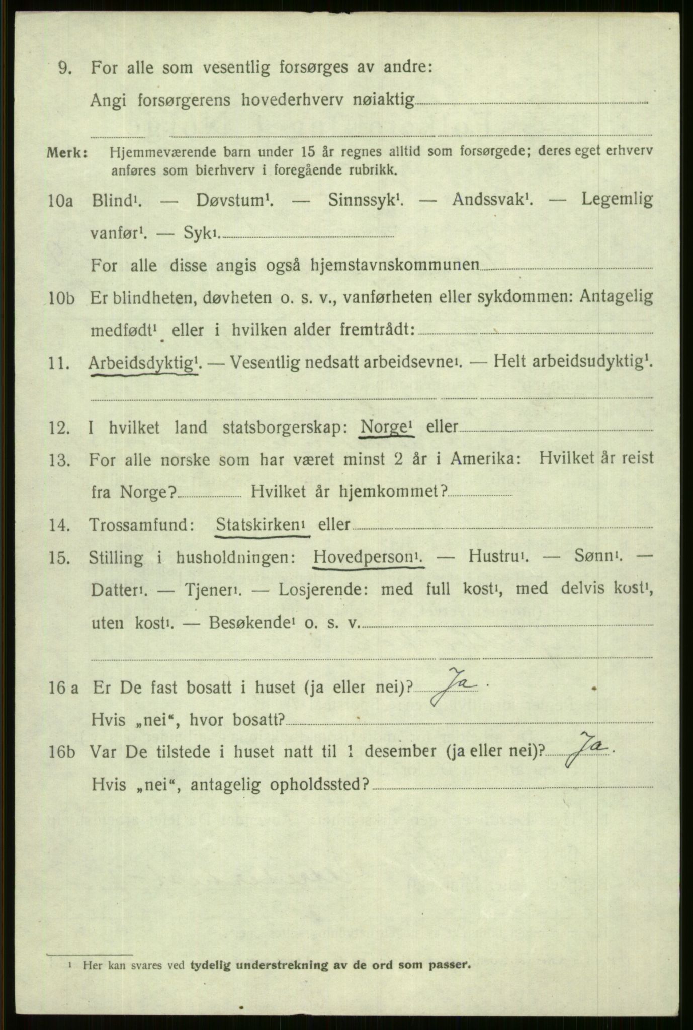 SAB, 1920 census for Voss, 1920, p. 19260