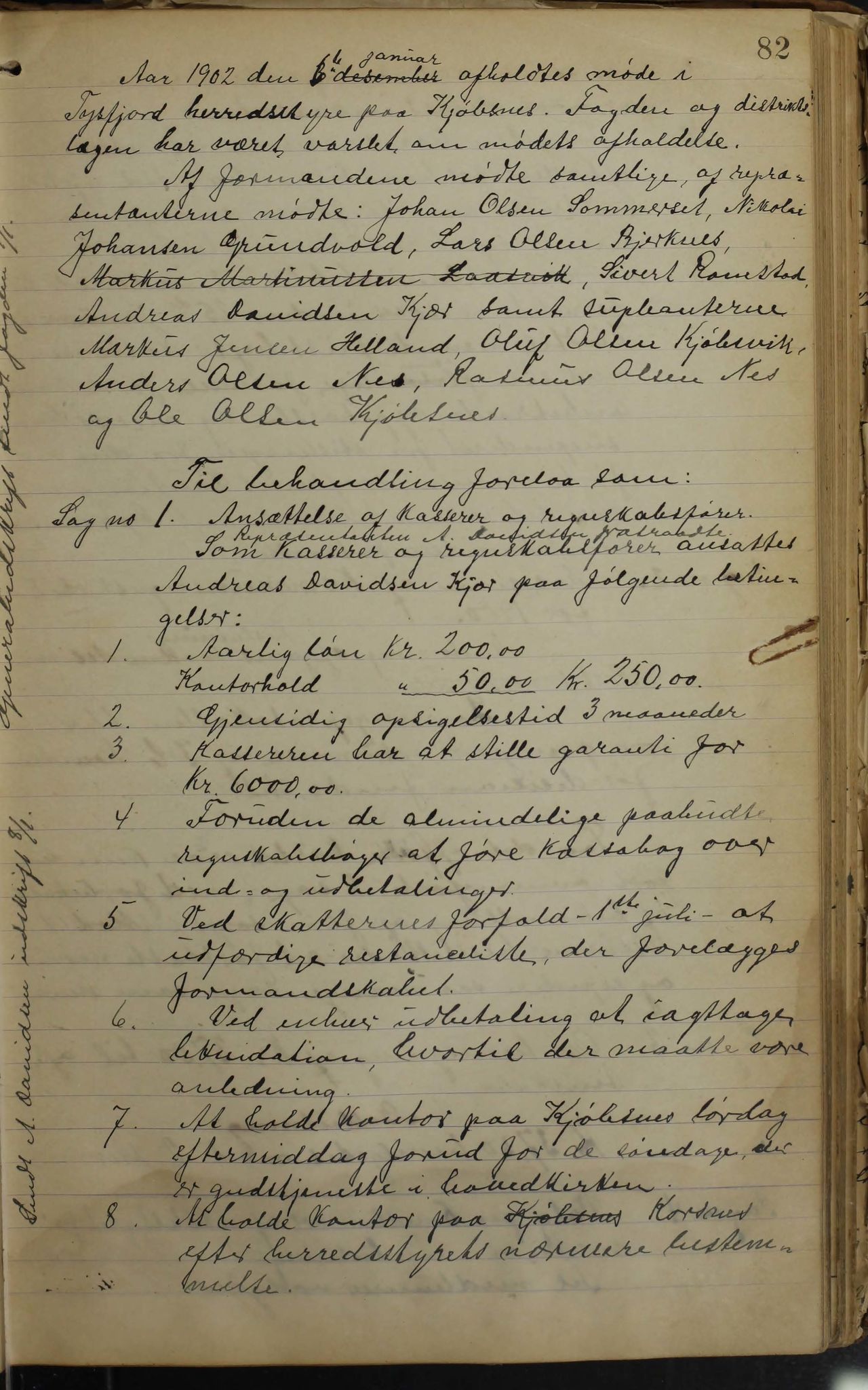 Tysfjord kommune. Formannskapet, AIN/K-18500.150/100/L0002: Forhandlingsprotokoll for Tysfjordens formandskap, 1895-1912