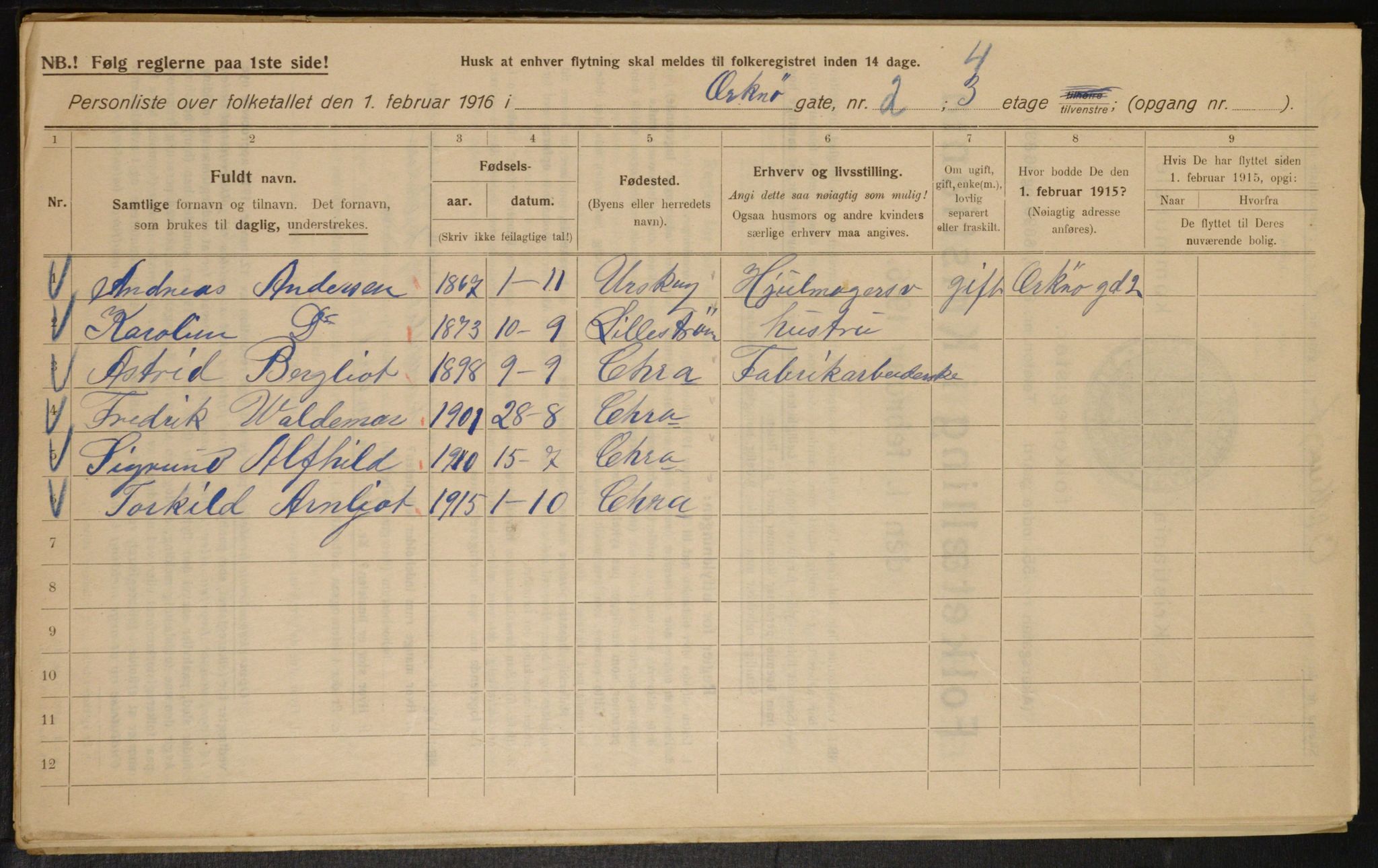 OBA, Municipal Census 1916 for Kristiania, 1916, p. 77811