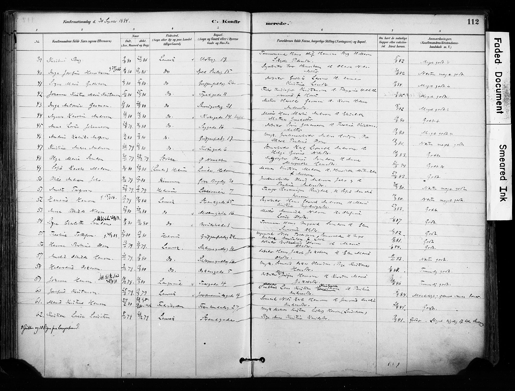 Larvik kirkebøker, AV/SAKO-A-352/F/Fa/L0008: Parish register (official) no. I 8, 1884-1902, p. 112