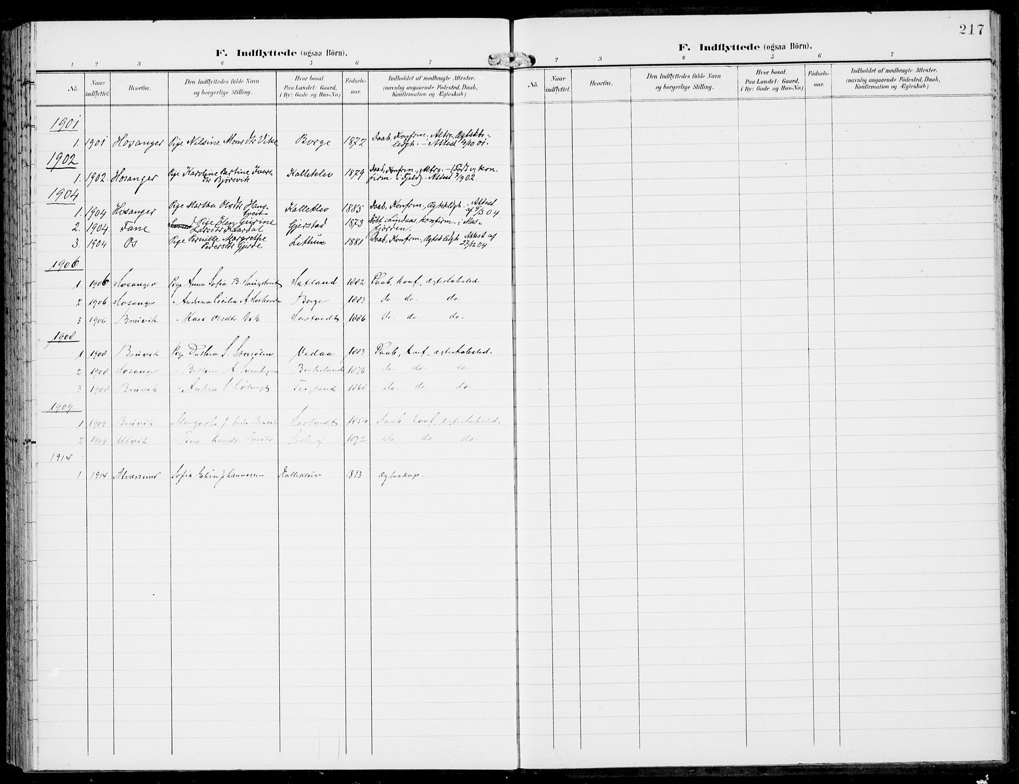 Haus sokneprestembete, AV/SAB-A-75601/H/Haa: Parish register (official) no. C  2, 1900-1915, p. 217