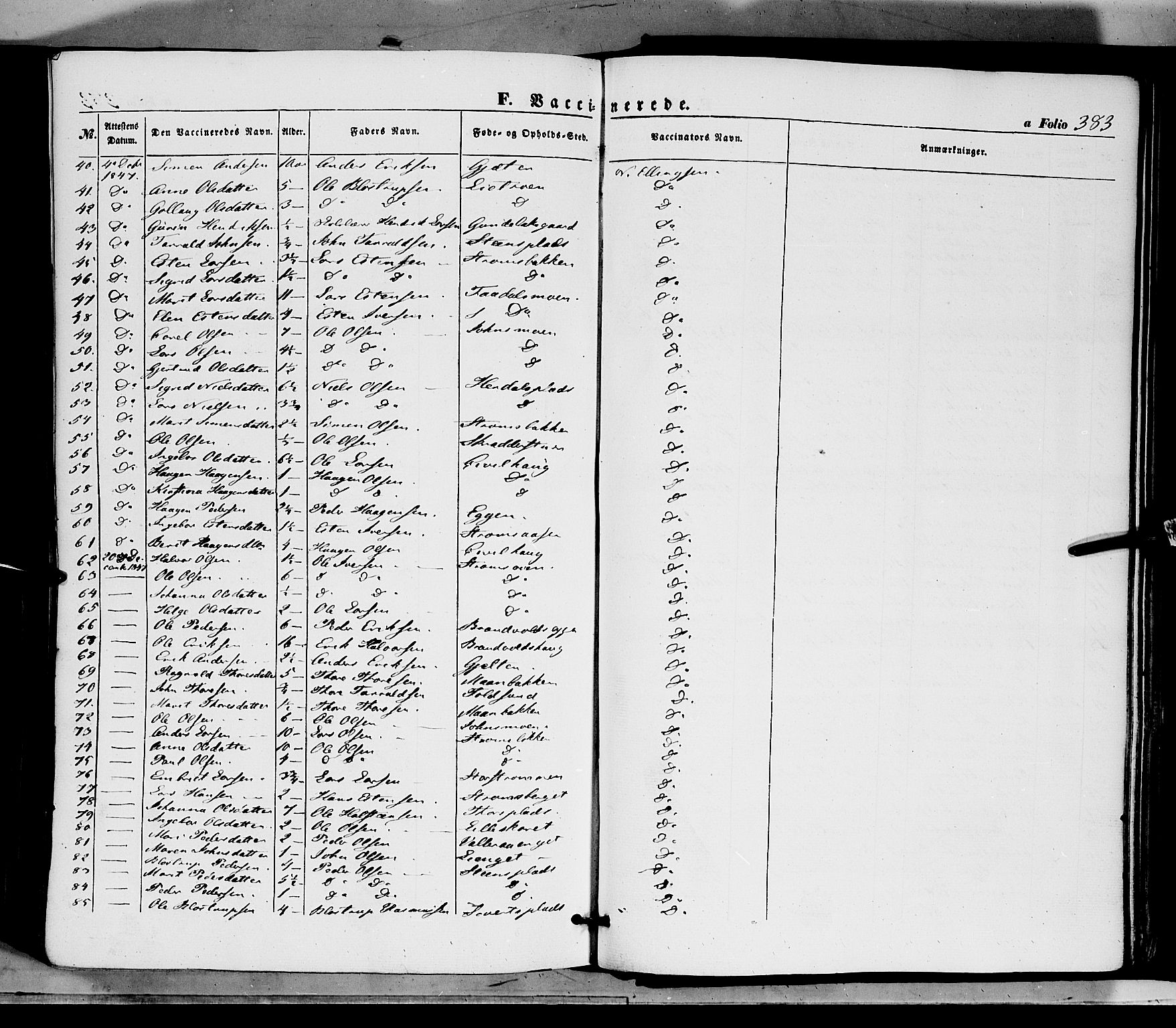 Tynset prestekontor, SAH/PREST-058/H/Ha/Haa/L0020: Parish register (official) no. 20, 1848-1862, p. 383