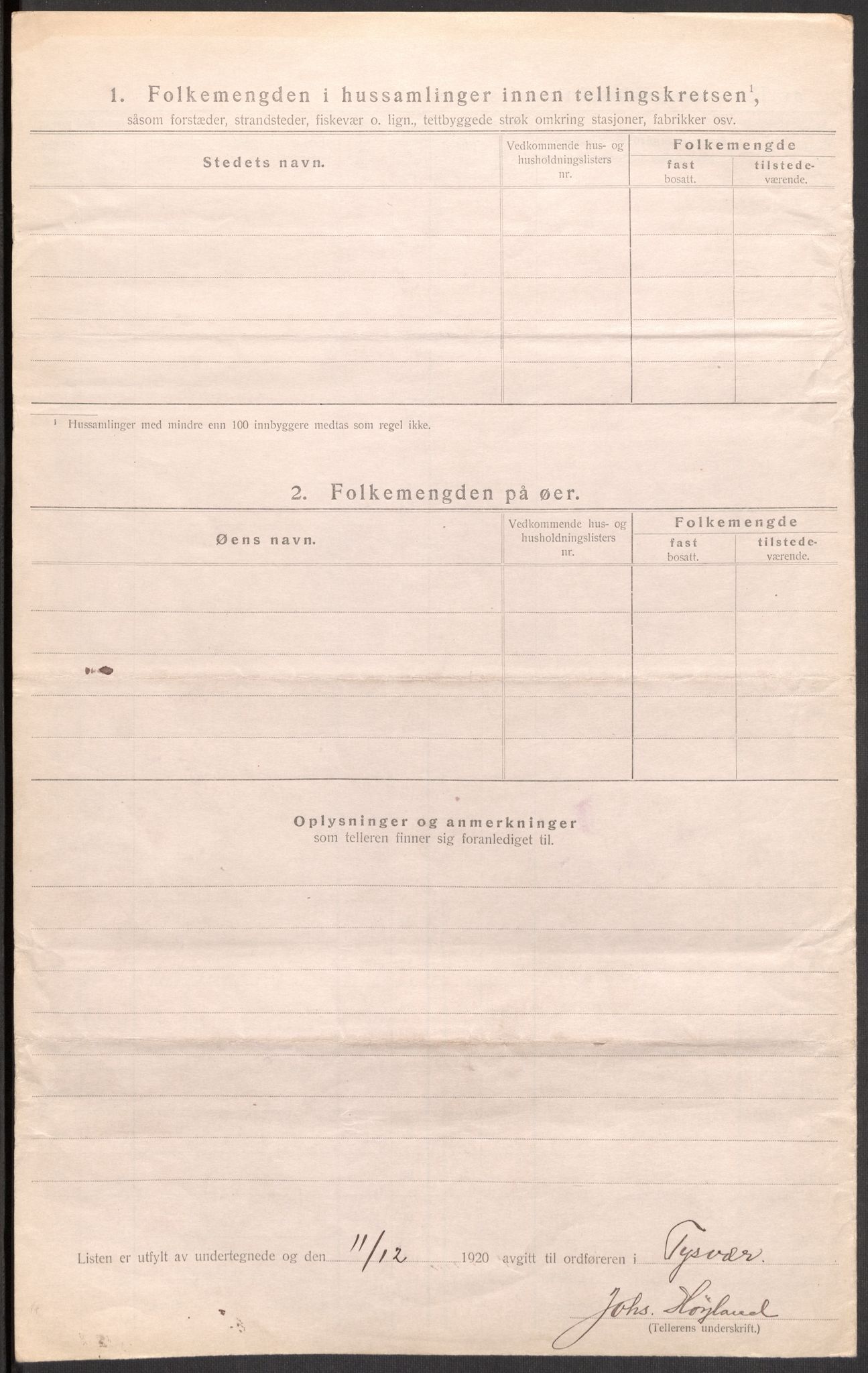 SAST, 1920 census for Tysvær, 1920, p. 34