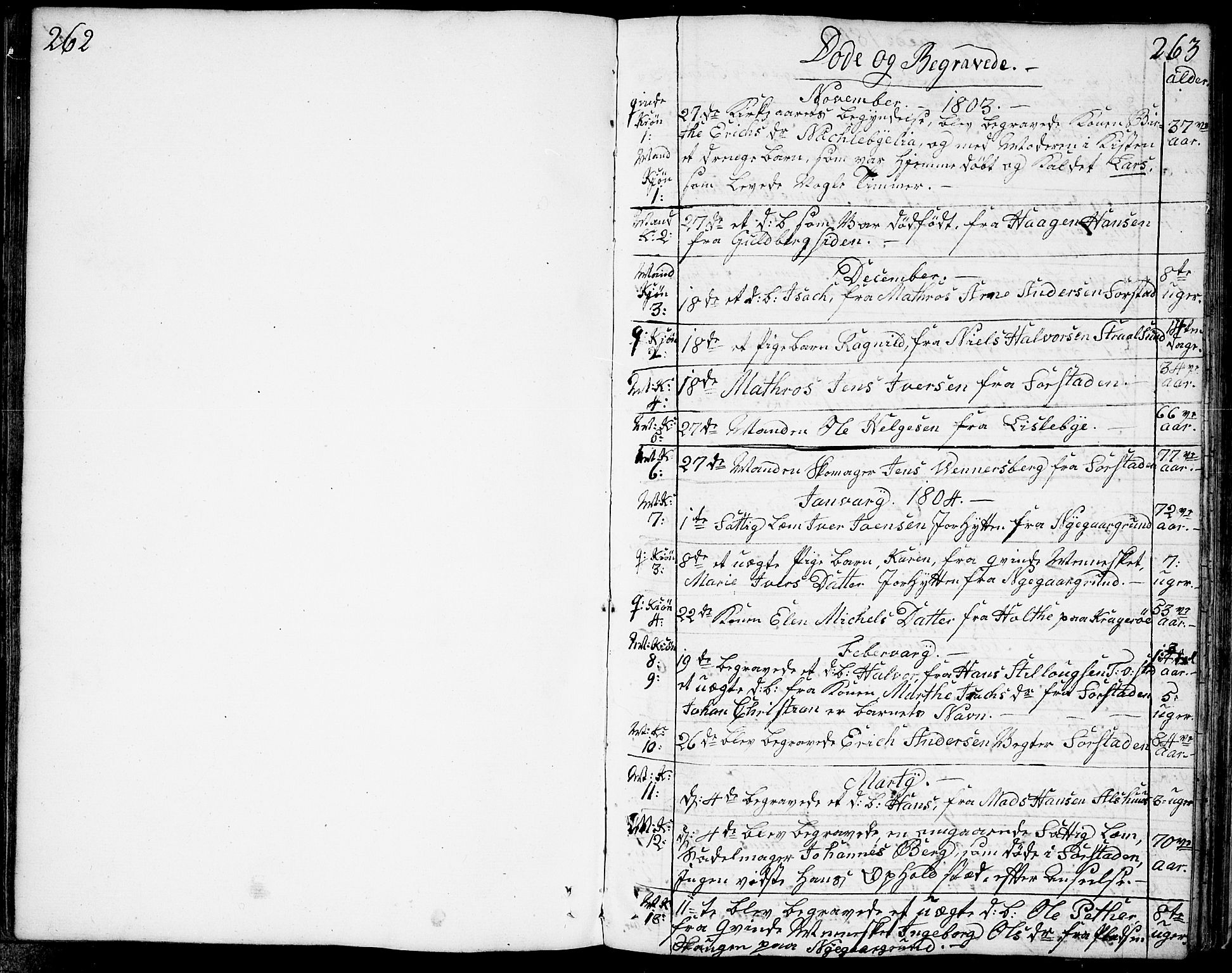 Glemmen prestekontor Kirkebøker, AV/SAO-A-10908/F/Fa/L0003: Parish register (official) no. 3, 1803-1815, p. 262-263