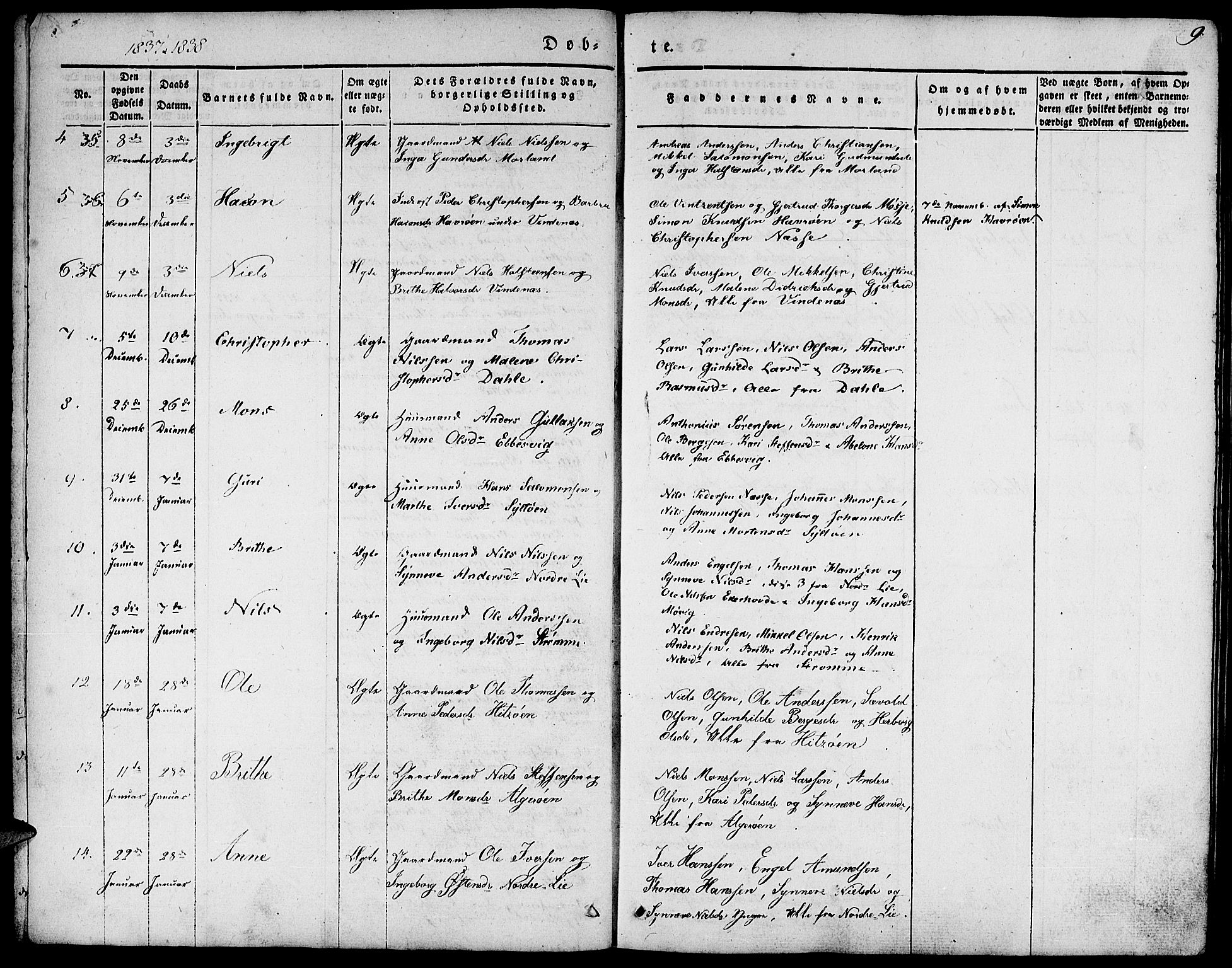 Fjell sokneprestembete, SAB/A-75301/H/Haa: Parish register (official) no. A 1, 1835-1850, p. 9