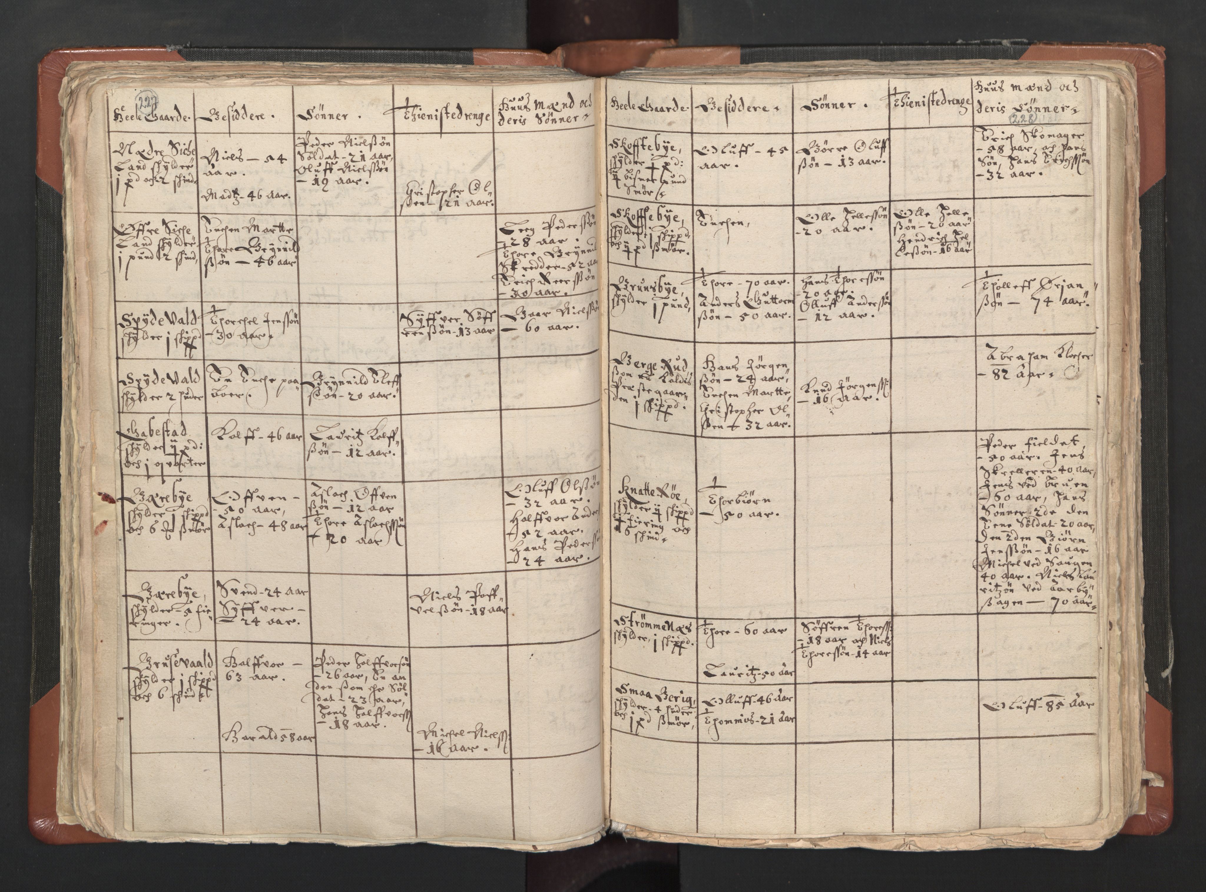 RA, Vicar's Census 1664-1666, no. 1: Nedre Borgesyssel deanery, 1664-1666, p. 227-228