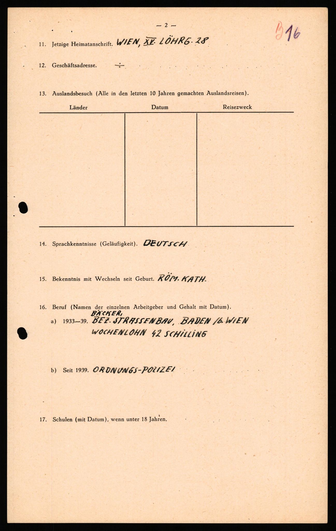 Forsvaret, Forsvarets overkommando II, AV/RA-RAFA-3915/D/Db/L0038: CI Questionaires. Tyske okkupasjonsstyrker i Norge. Østerrikere., 1945-1946, p. 125