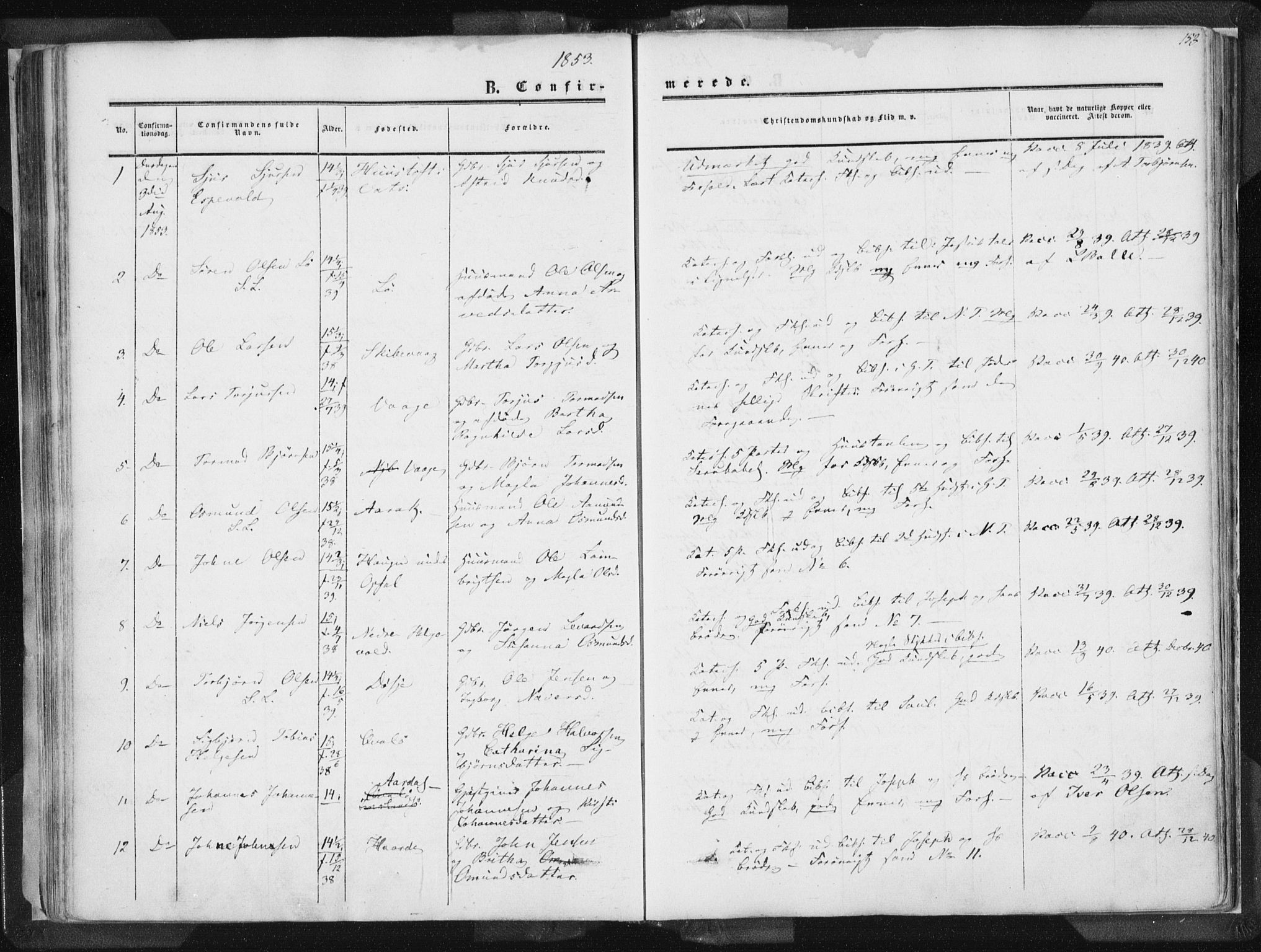 Vikedal sokneprestkontor, AV/SAST-A-101840/01/IV: Parish register (official) no. A 6.1, 1851-1867, p. 153