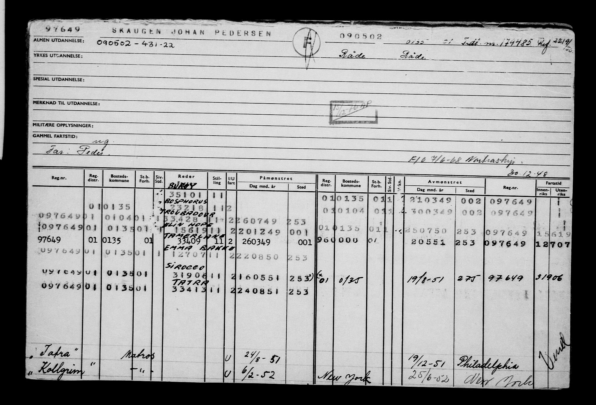 Direktoratet for sjømenn, AV/RA-S-3545/G/Gb/L0044: Hovedkort, 1902, p. 393