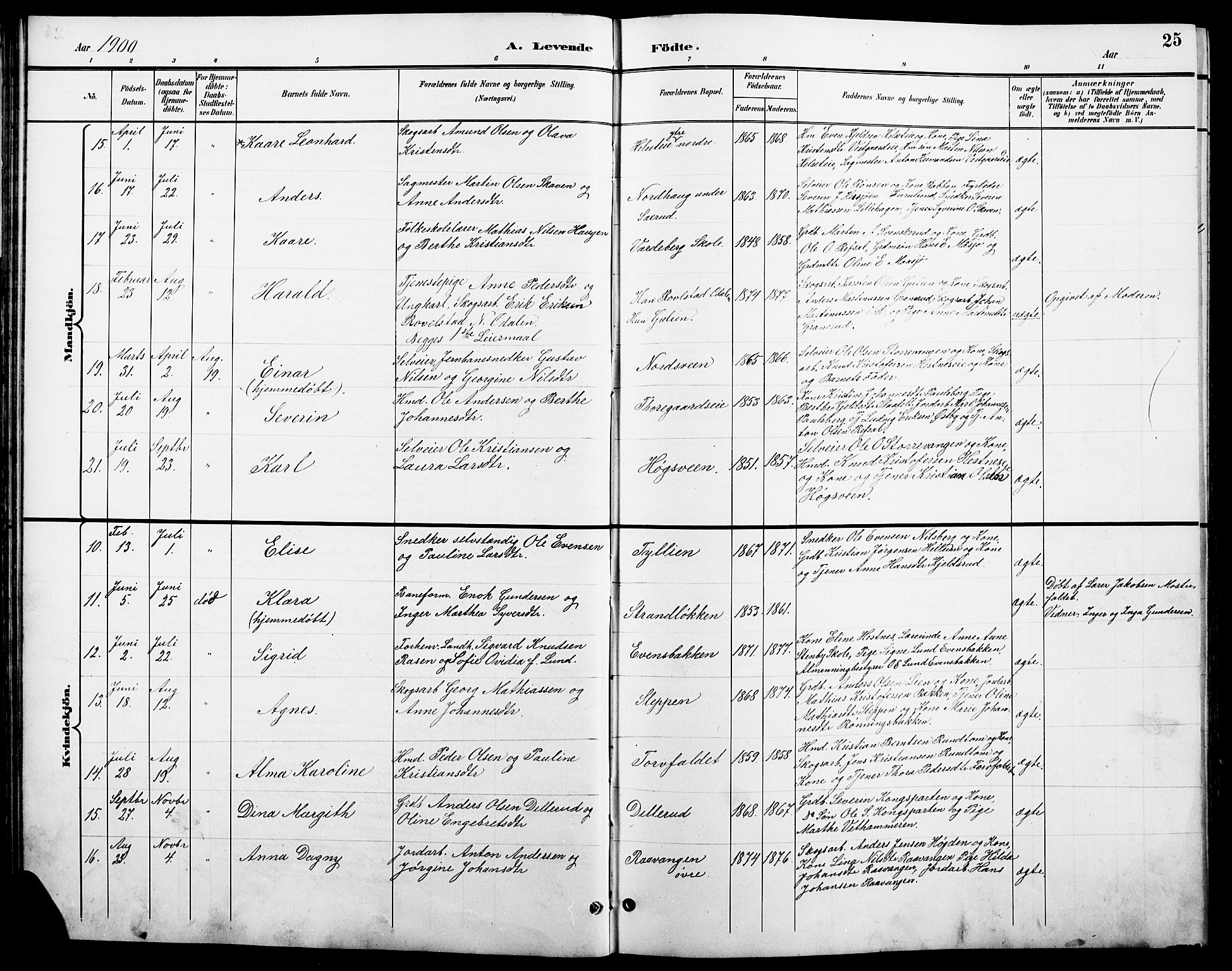 Stange prestekontor, AV/SAH-PREST-002/L/L0011: Parish register (copy) no. 11, 1895-1917, p. 25