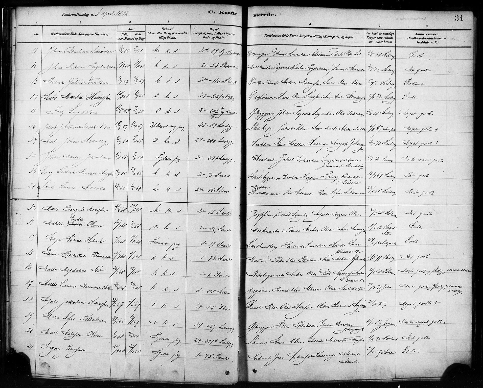 Sandviken Sokneprestembete, AV/SAB-A-77601/H/Ha/L0002: Parish register (official) no. A 2, 1878-1896, p. 34