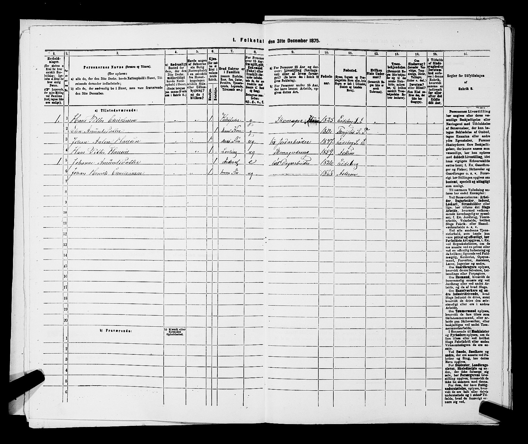 RA, 1875 census for 0124P Askim, 1875, p. 283