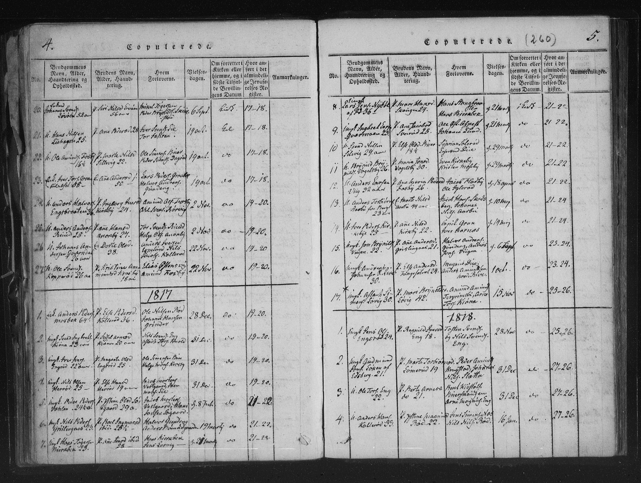 Aremark prestekontor Kirkebøker, AV/SAO-A-10899/F/Fc/L0001: Parish register (official) no. III 1, 1814-1834, p. 4-5