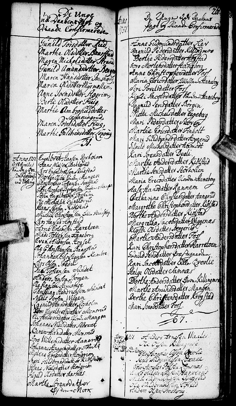 Aurskog prestekontor Kirkebøker, SAO/A-10304a/F/Fa/L0002: Parish register (official) no. I 2, 1735-1766, p. 261