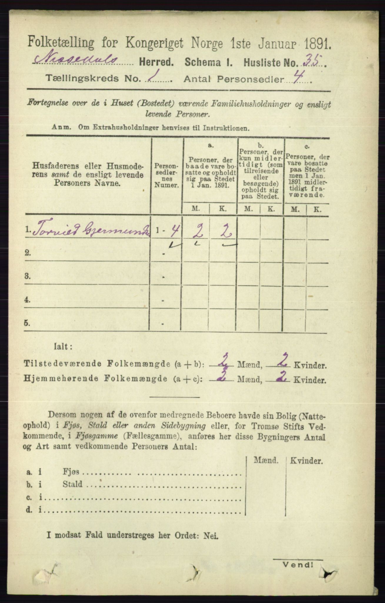 RA, 1891 census for 0830 Nissedal, 1891, p. 60