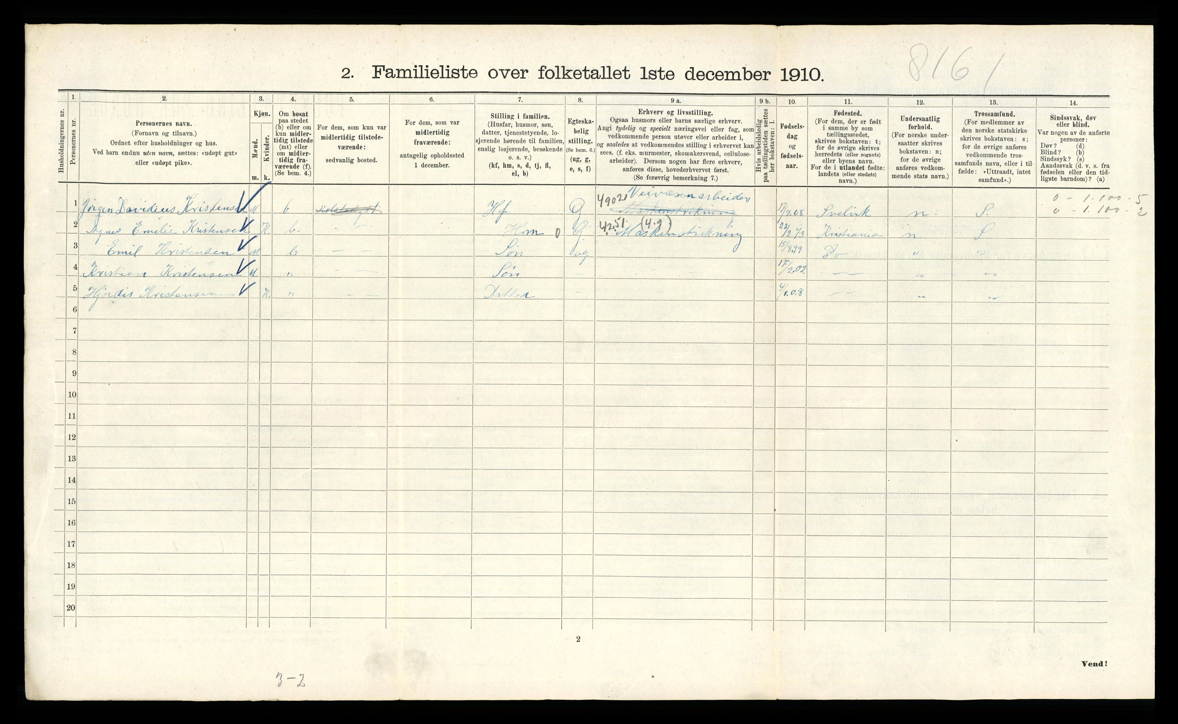 RA, 1910 census for Kristiania, 1910, p. 51134