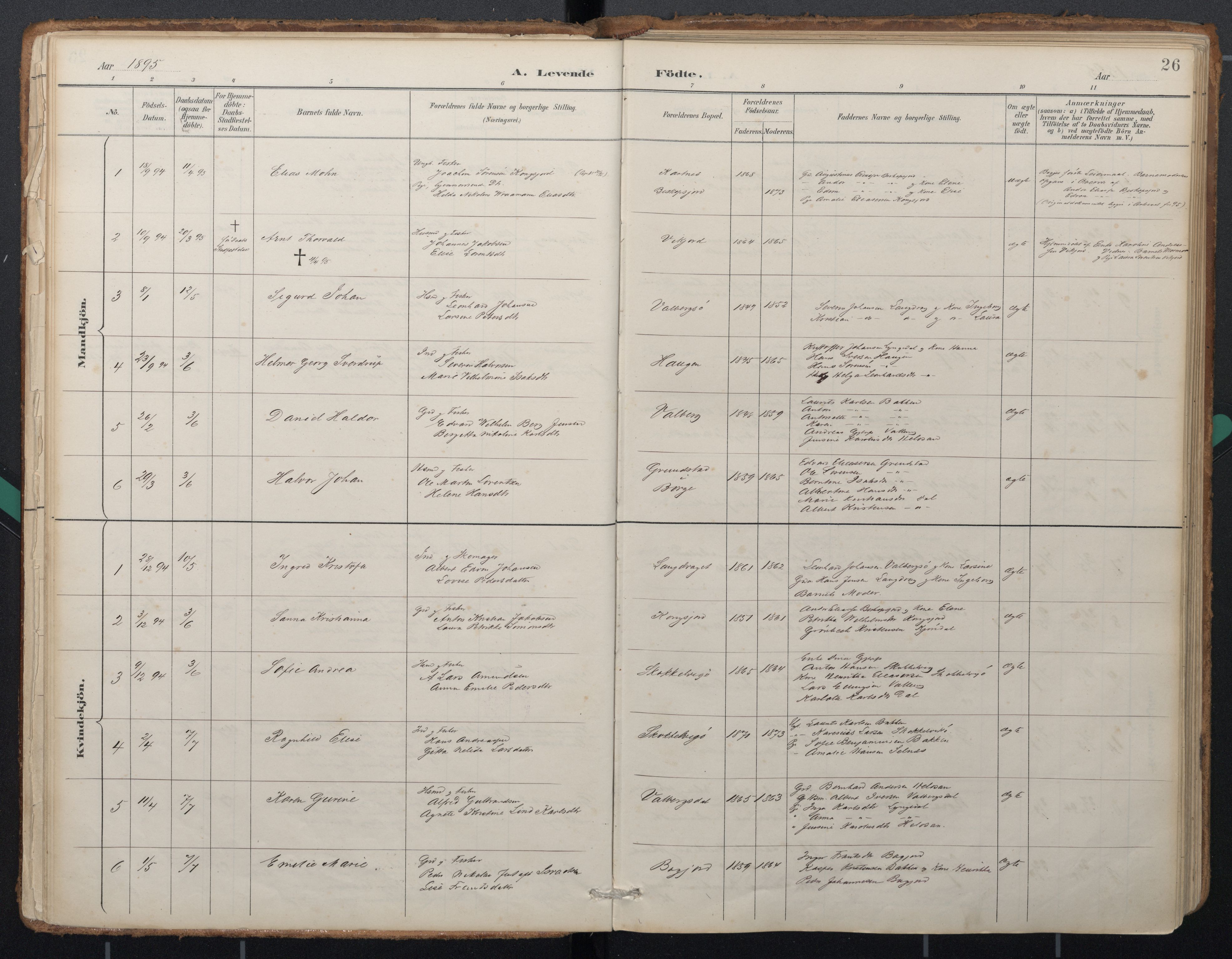 Ministerialprotokoller, klokkerbøker og fødselsregistre - Nordland, AV/SAT-A-1459/884/L1193: Parish register (official) no. 884A01, 1888-1905, p. 26