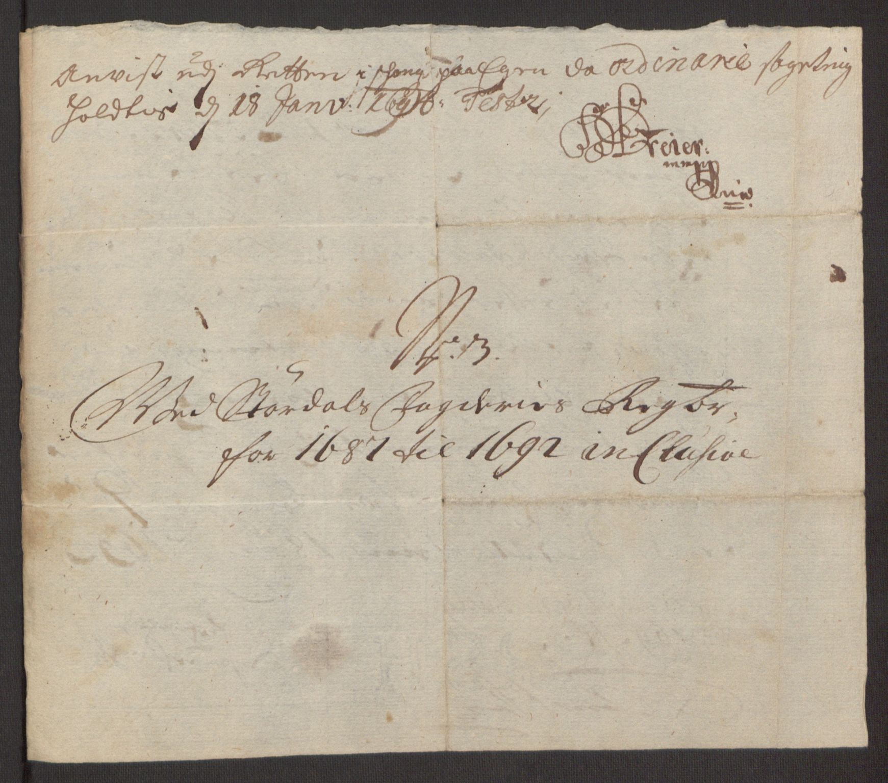 Rentekammeret inntil 1814, Reviderte regnskaper, Fogderegnskap, AV/RA-EA-4092/R62/L4185: Fogderegnskap Stjørdal og Verdal, 1692, p. 417