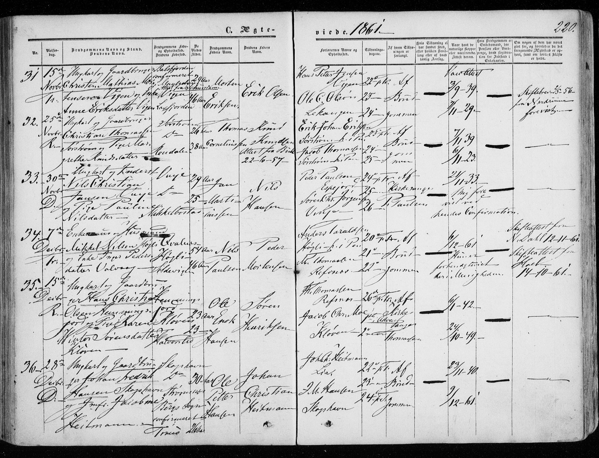 Tranøy sokneprestkontor, SATØ/S-1313/I/Ia/Iaa/L0007kirke: Parish register (official) no. 7, 1856-1866, p. 220