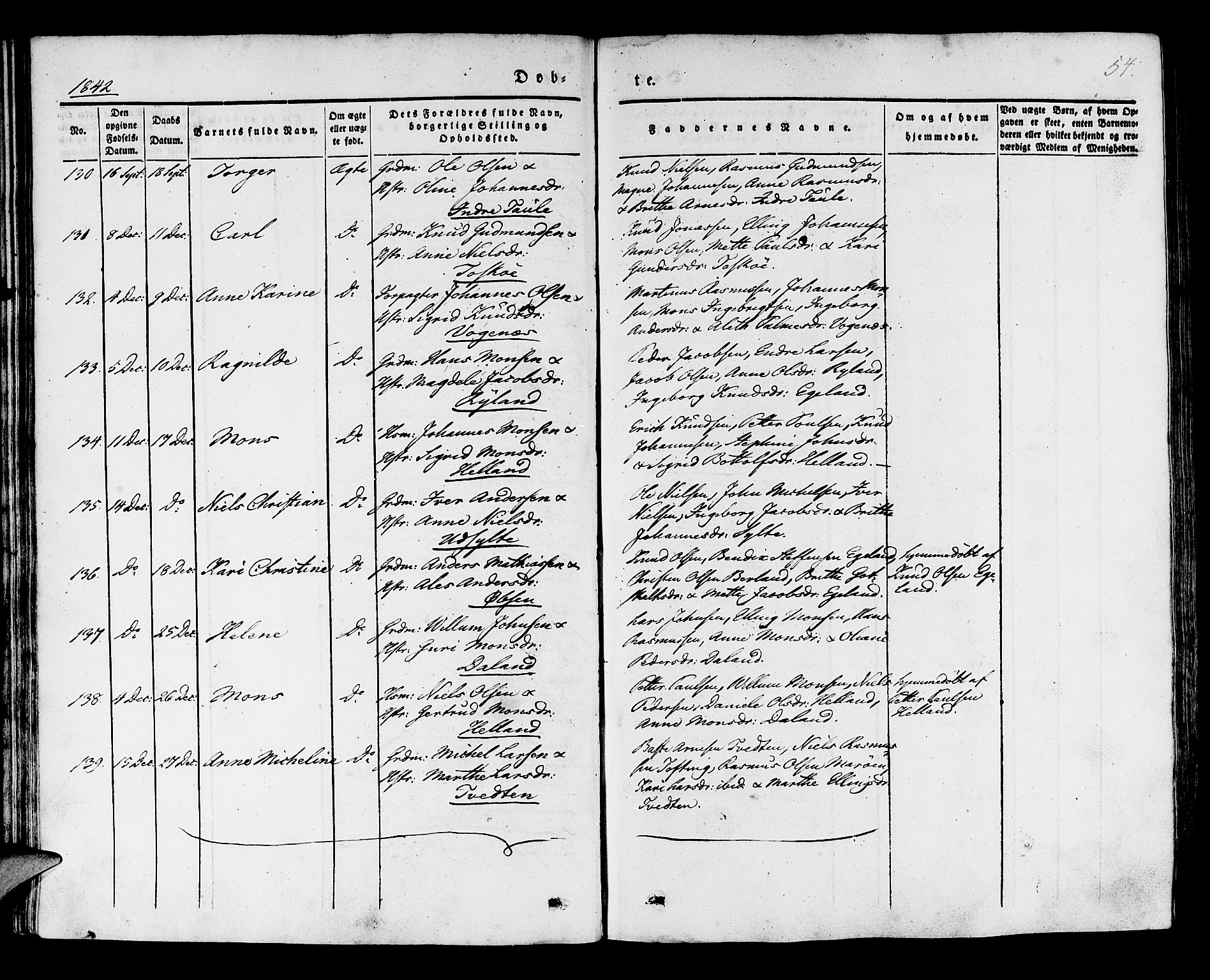 Manger sokneprestembete, AV/SAB-A-76801/H/Haa: Parish register (official) no. A 5, 1839-1848, p. 54