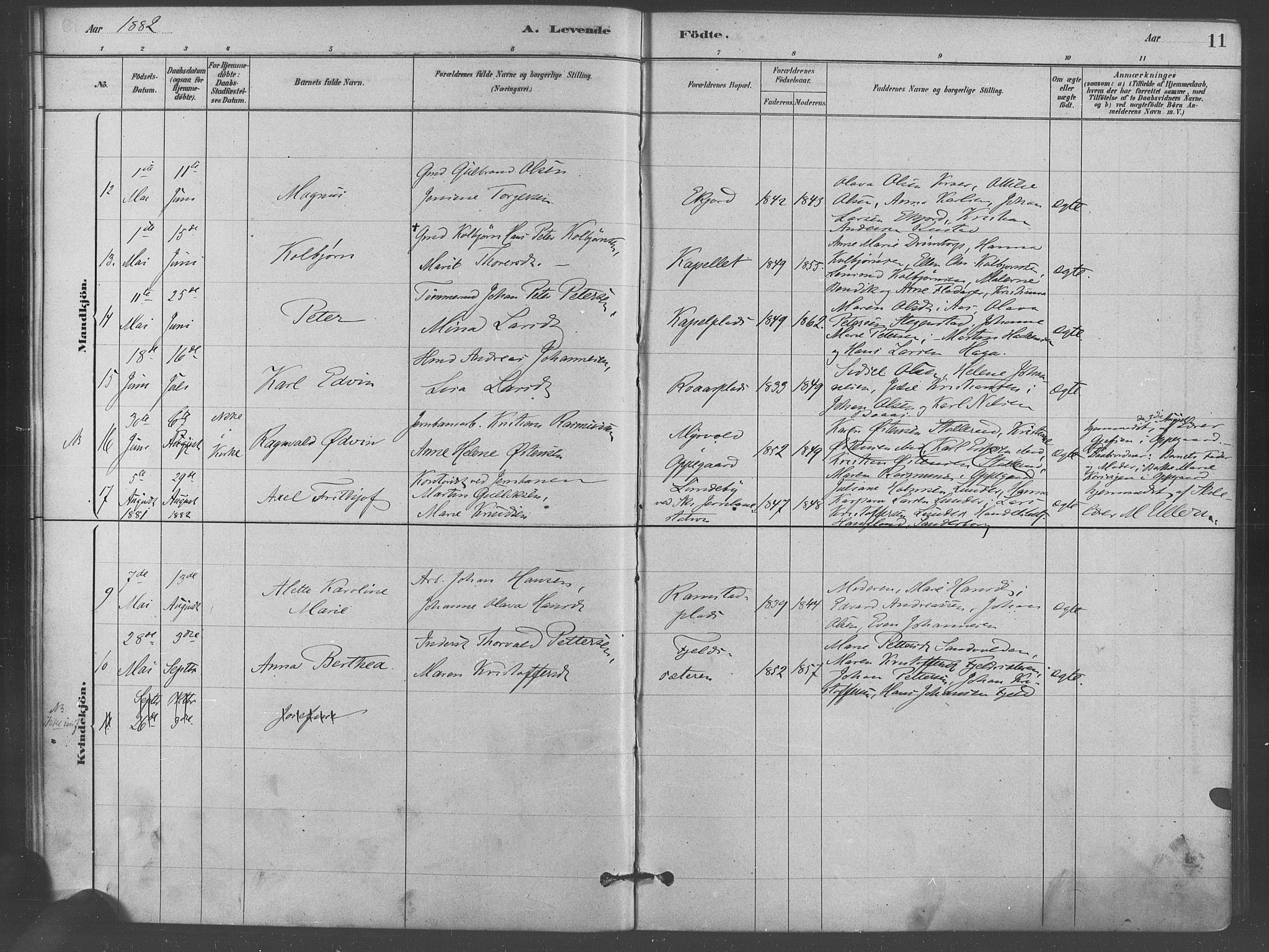 Kråkstad prestekontor Kirkebøker, AV/SAO-A-10125a/F/Fb/L0001: Parish register (official) no. II 1, 1880-1892, p. 11