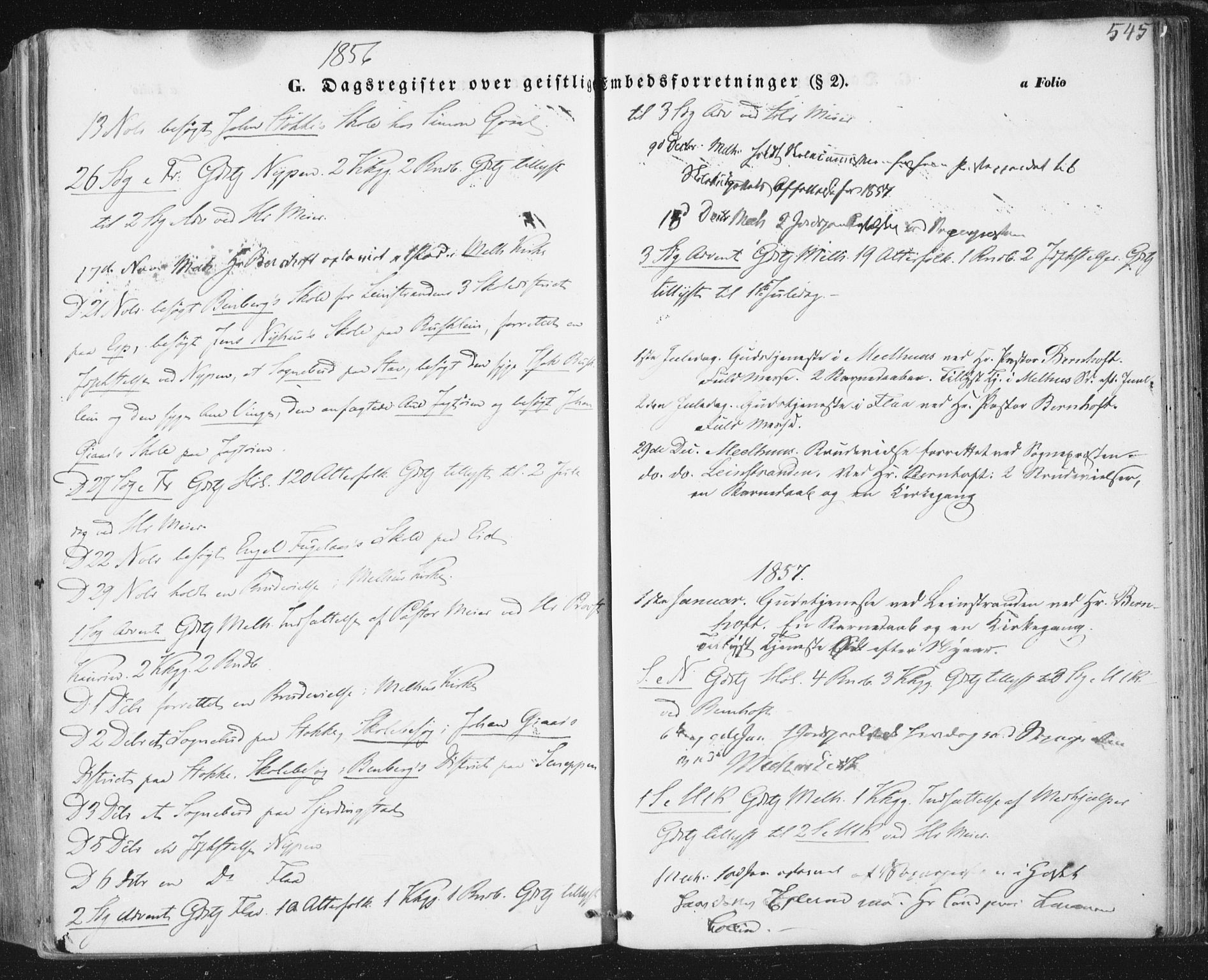 Ministerialprotokoller, klokkerbøker og fødselsregistre - Sør-Trøndelag, SAT/A-1456/691/L1076: Parish register (official) no. 691A08, 1852-1861, p. 545