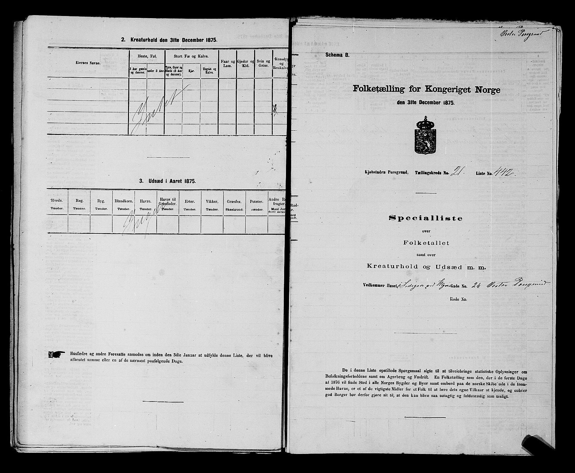 SAKO, 1875 census for 0805P Porsgrunn, 1875, p. 991