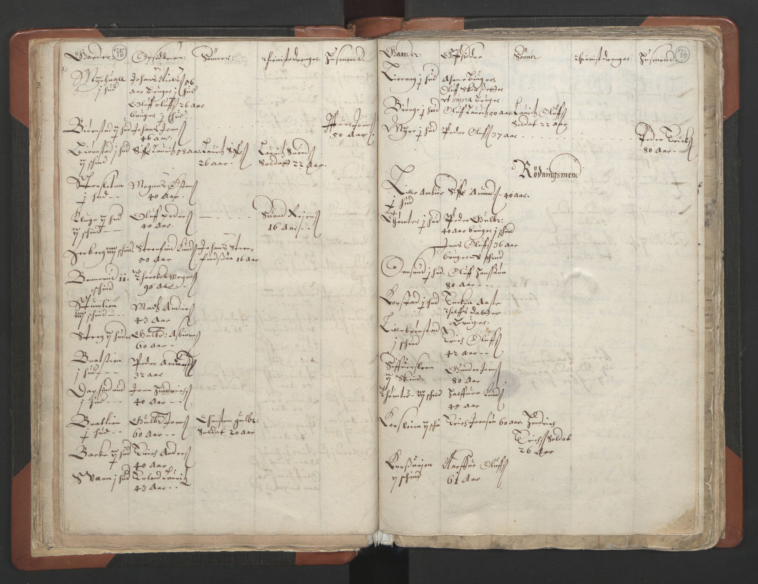 RA, Vicar's Census 1664-1666, no. 7: Hadeland deanery, 1664-1666, p. 75-76