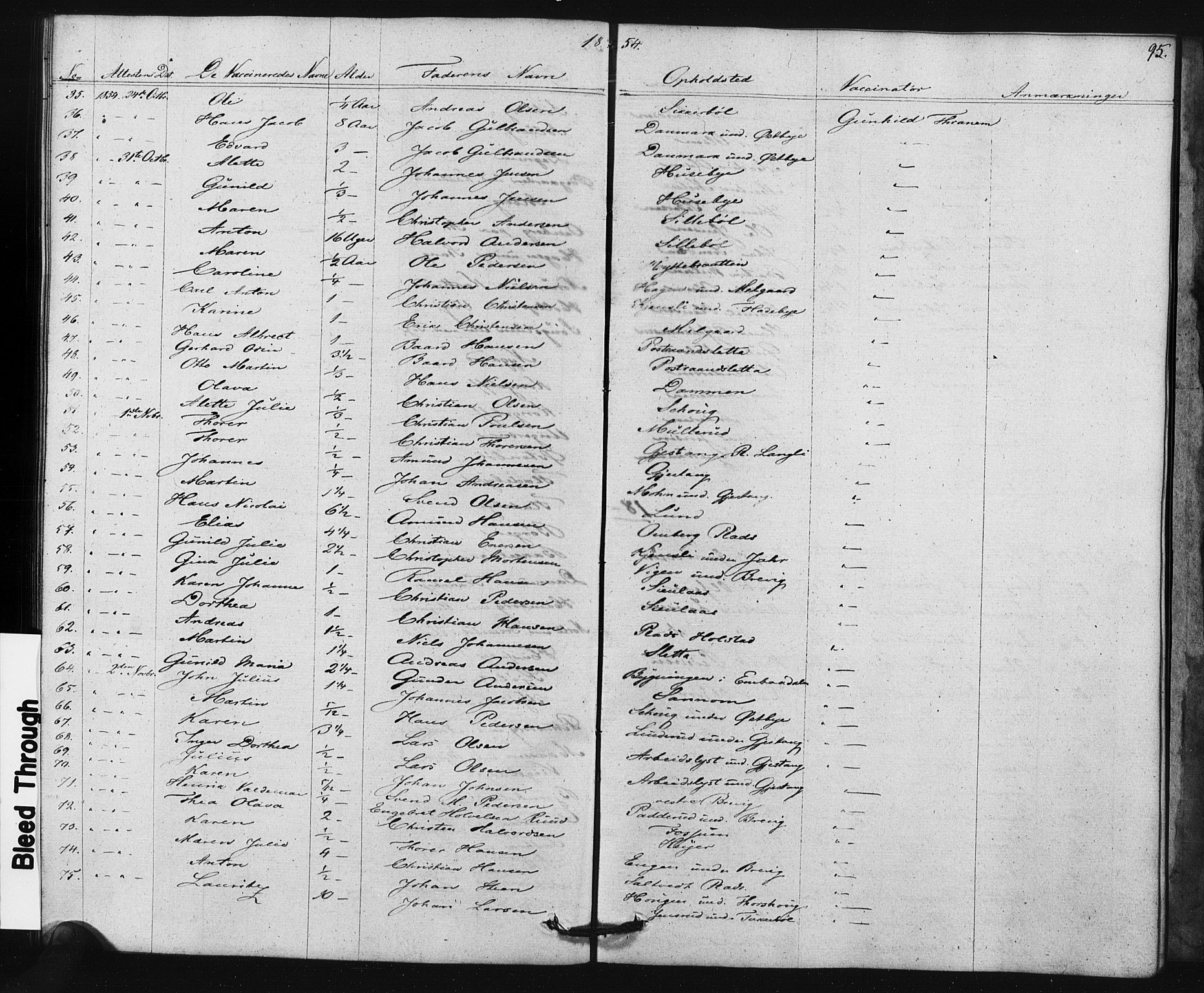 Enebakk prestekontor Kirkebøker, SAO/A-10171c/F/Fa/L0015: Parish register (official) no. I 15, 1830-1867, p. 95