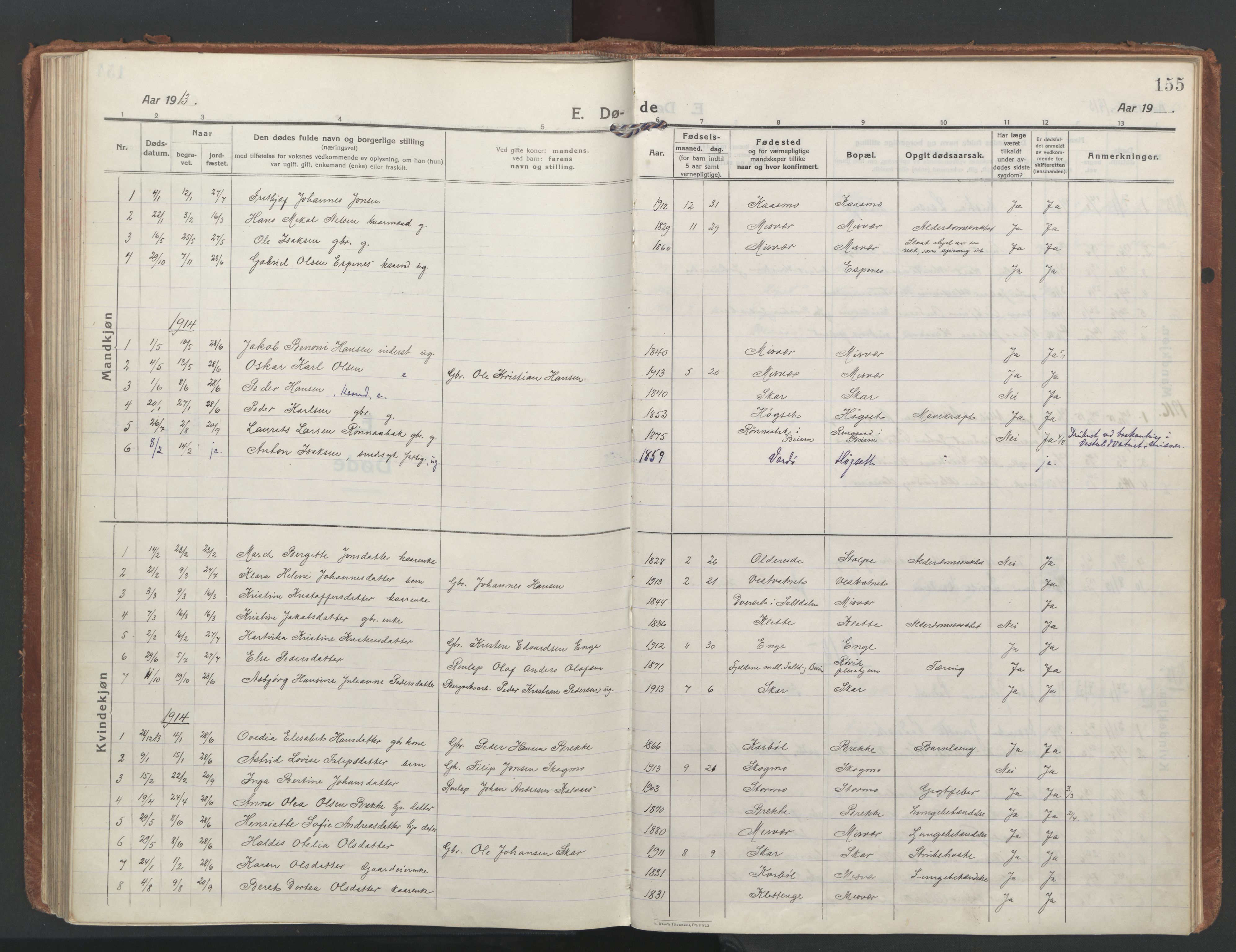 Ministerialprotokoller, klokkerbøker og fødselsregistre - Nordland, SAT/A-1459/852/L0748: Parish register (official) no. 852A18, 1913-1932, p. 155